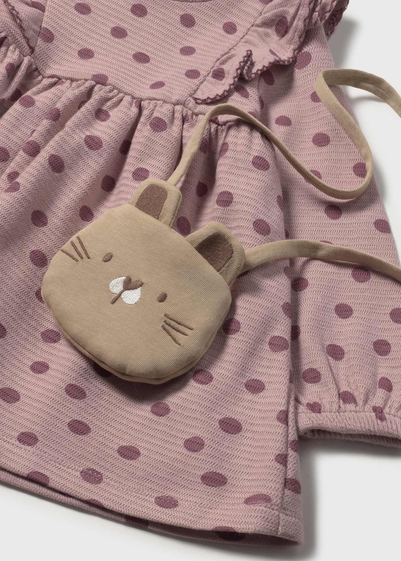 Vestido estampado con bolso bebé