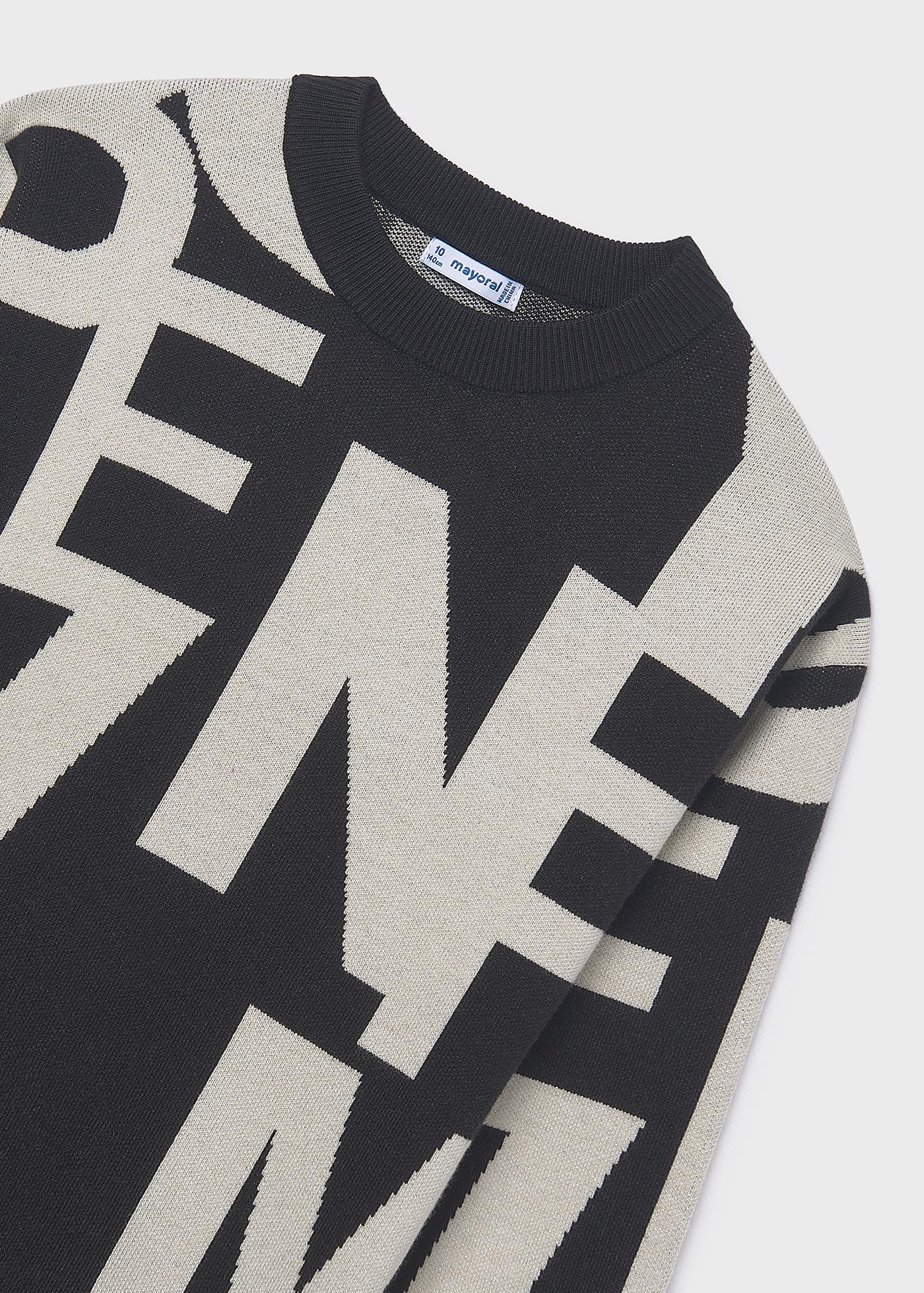 Рокля от жакард с надпис за момиче