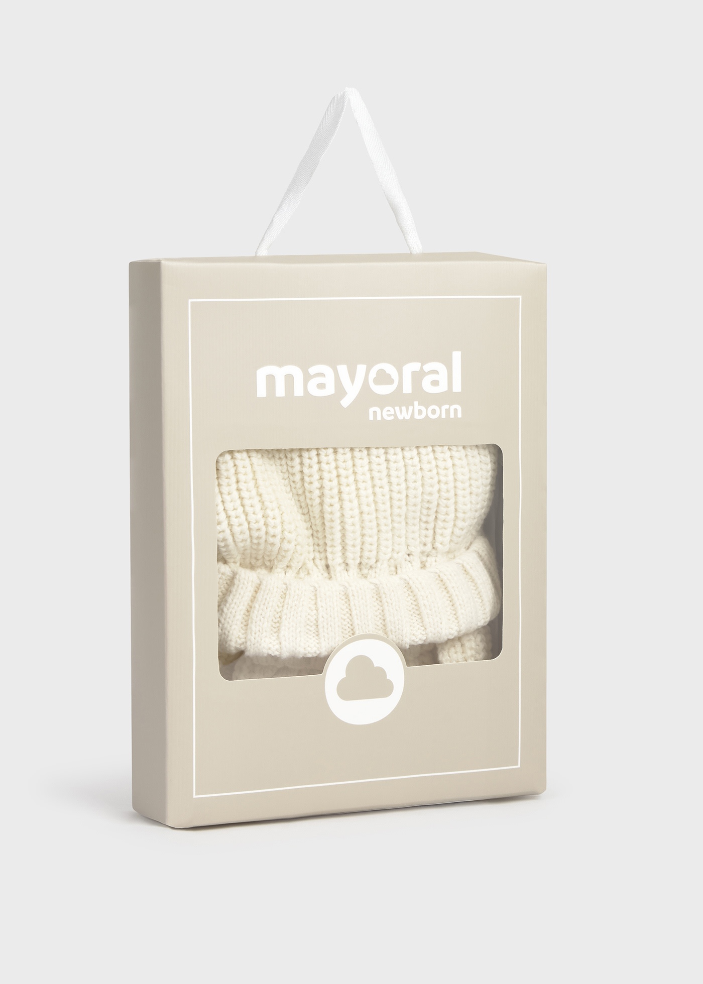 Newborn boy knitted hat and mittens set