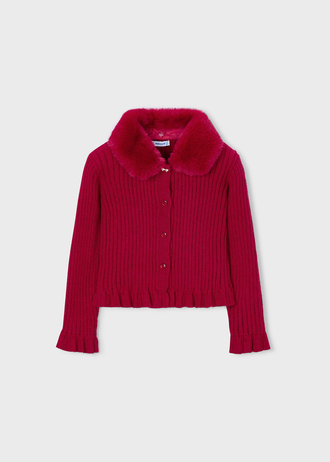 Girls cardigan with fur collar