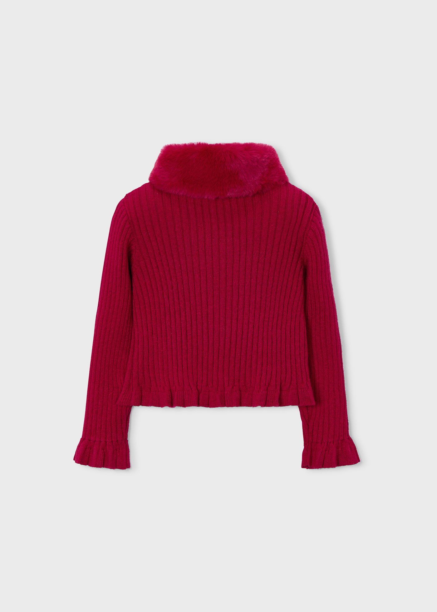 Girls cardigan with fur collar
