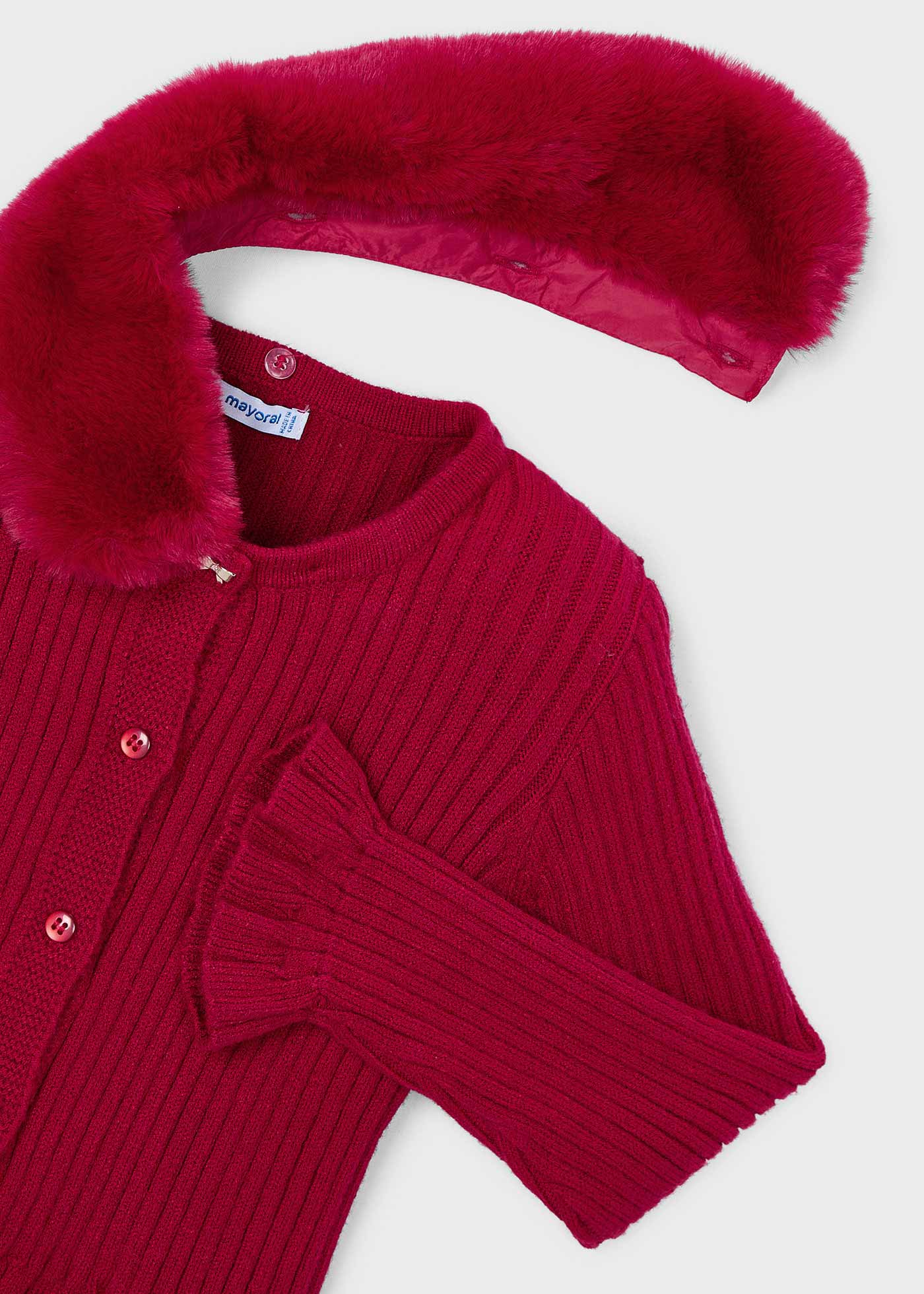 Girls cardigan with fur collar