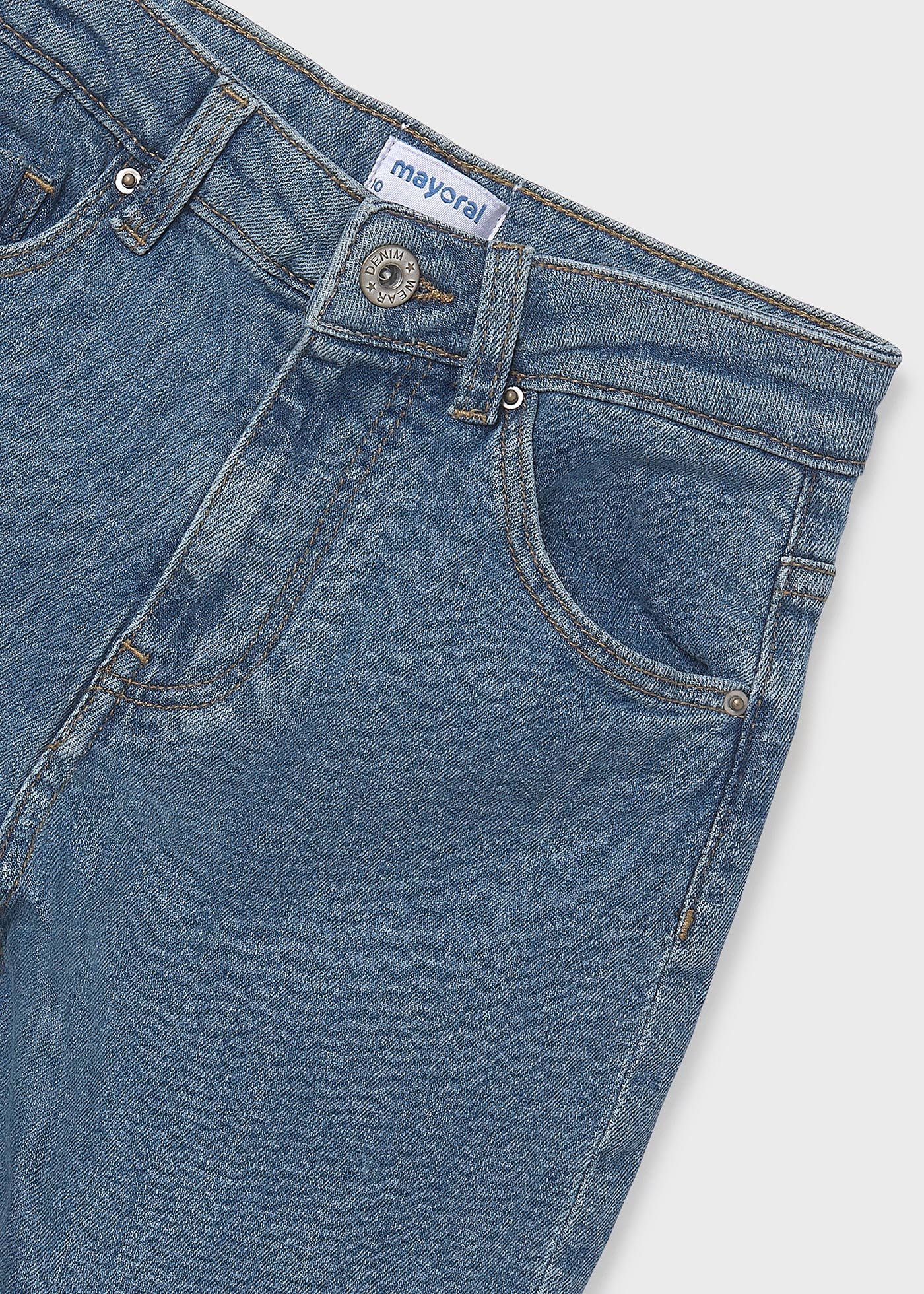 Дънков панталон basic тип чарлстон за момиче Дънков панталон basic тип чарлстон за момиче