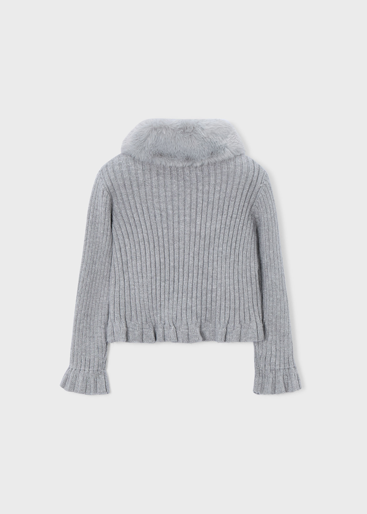 Girls cardigan with fur collar