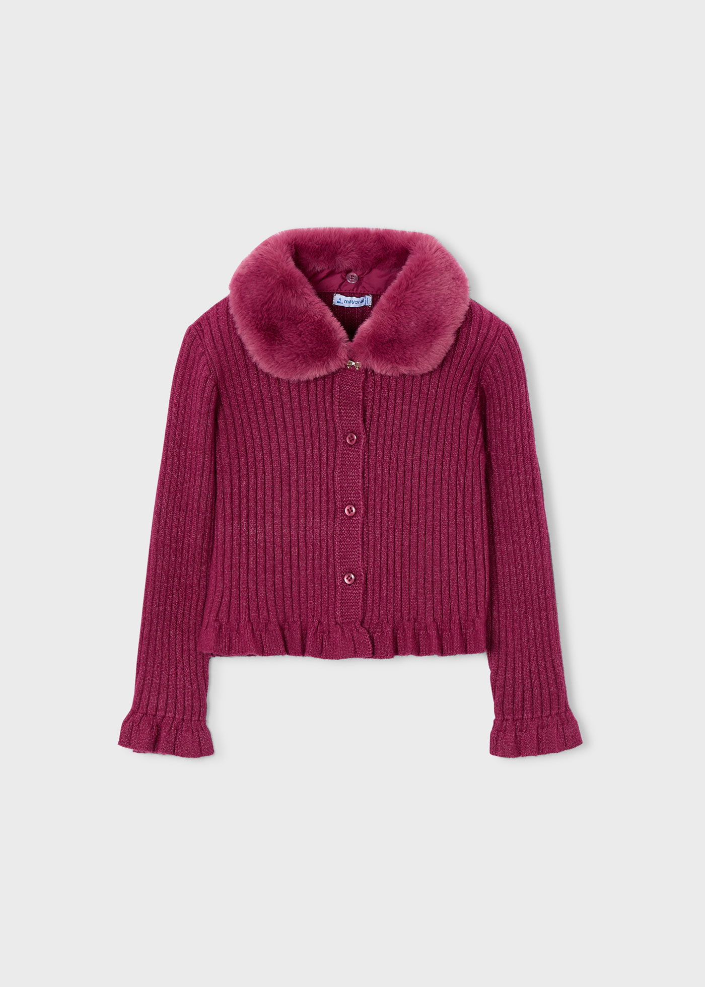 Girls cardigan with fur collar