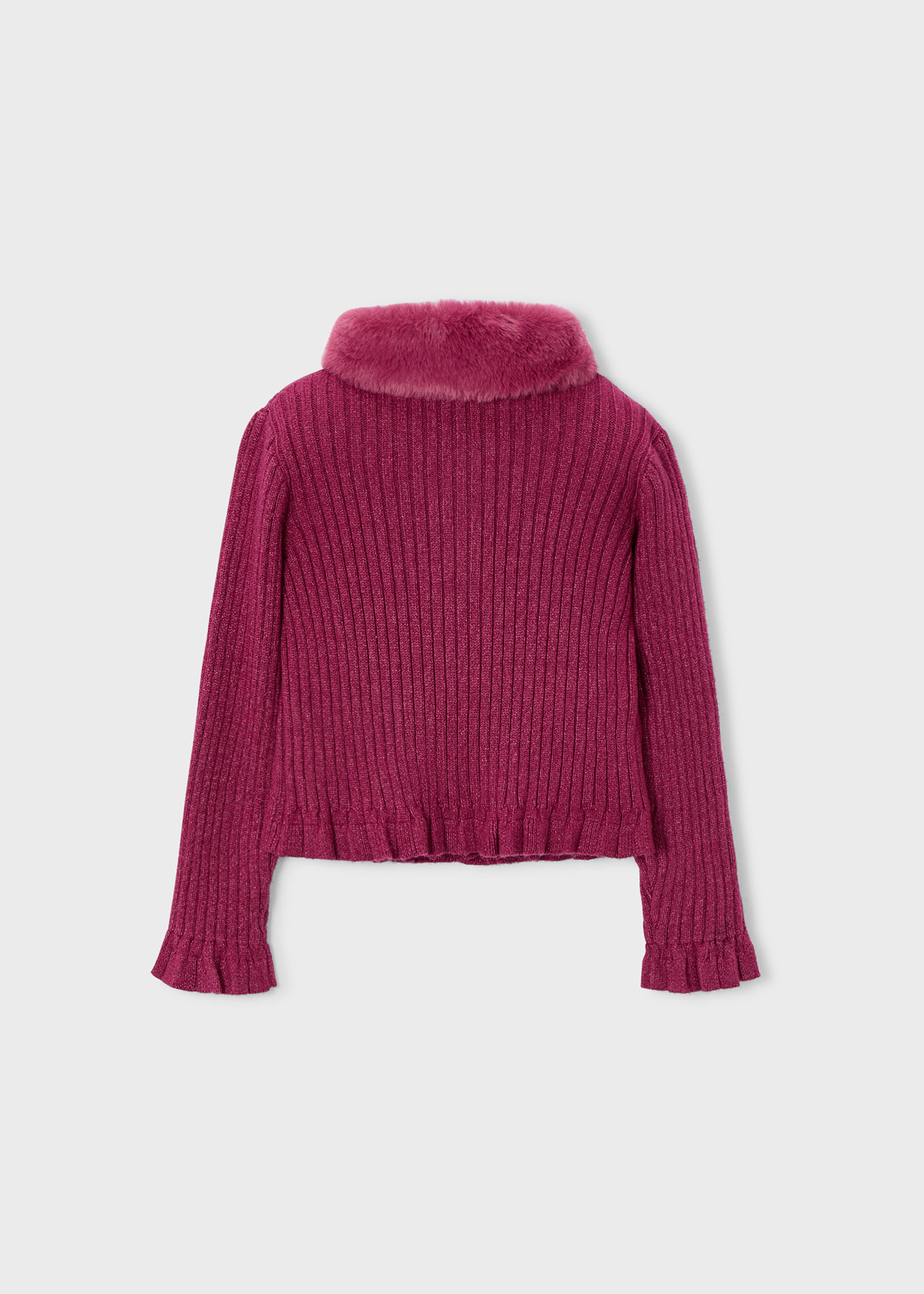 Girls cardigan with fur collar