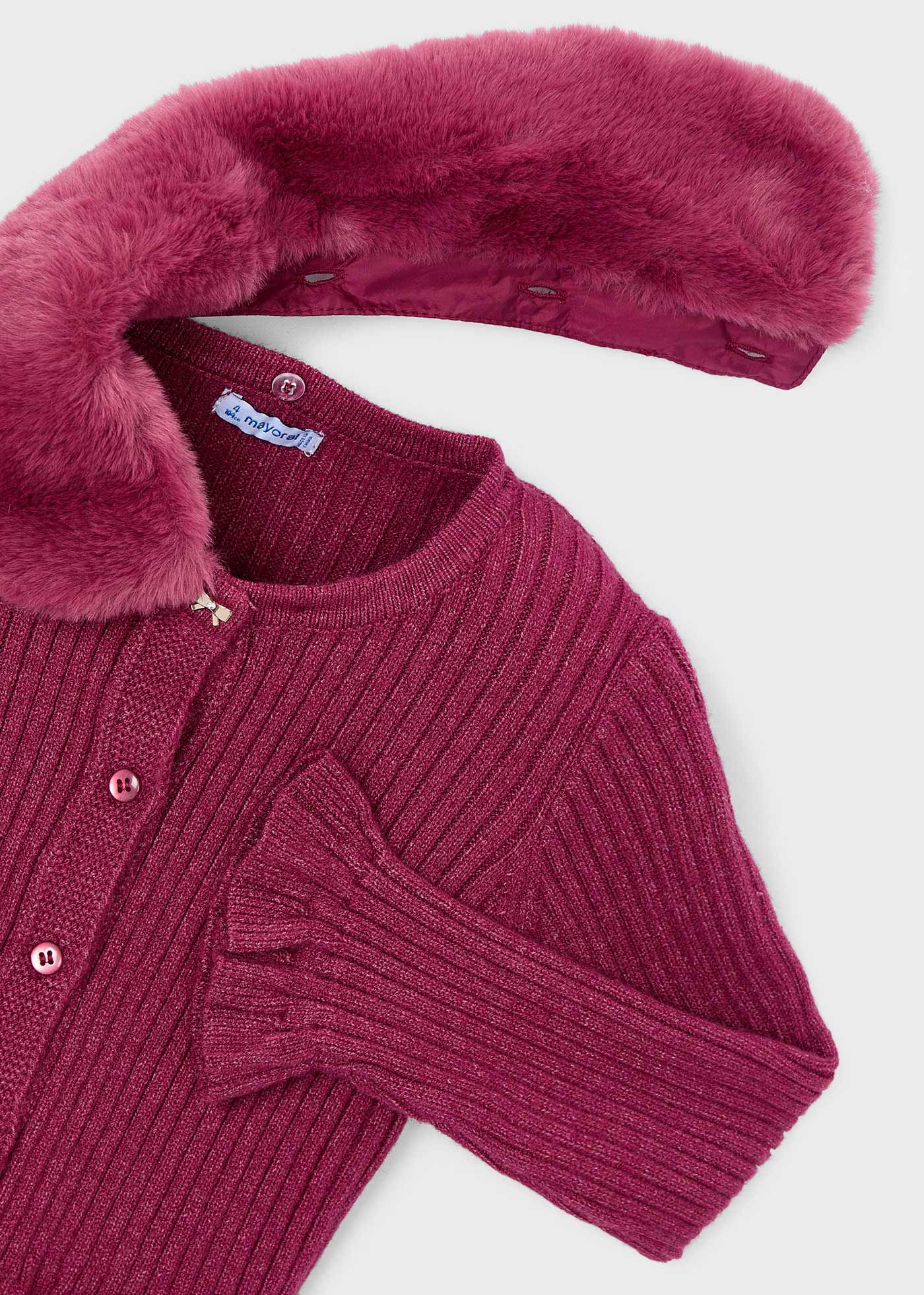 Girls cardigan with fur collar