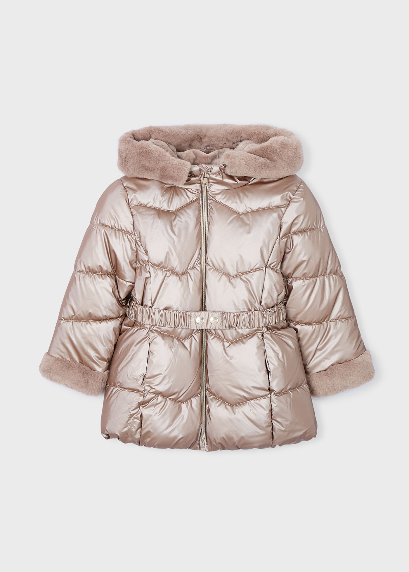 Girls belted metallic coat