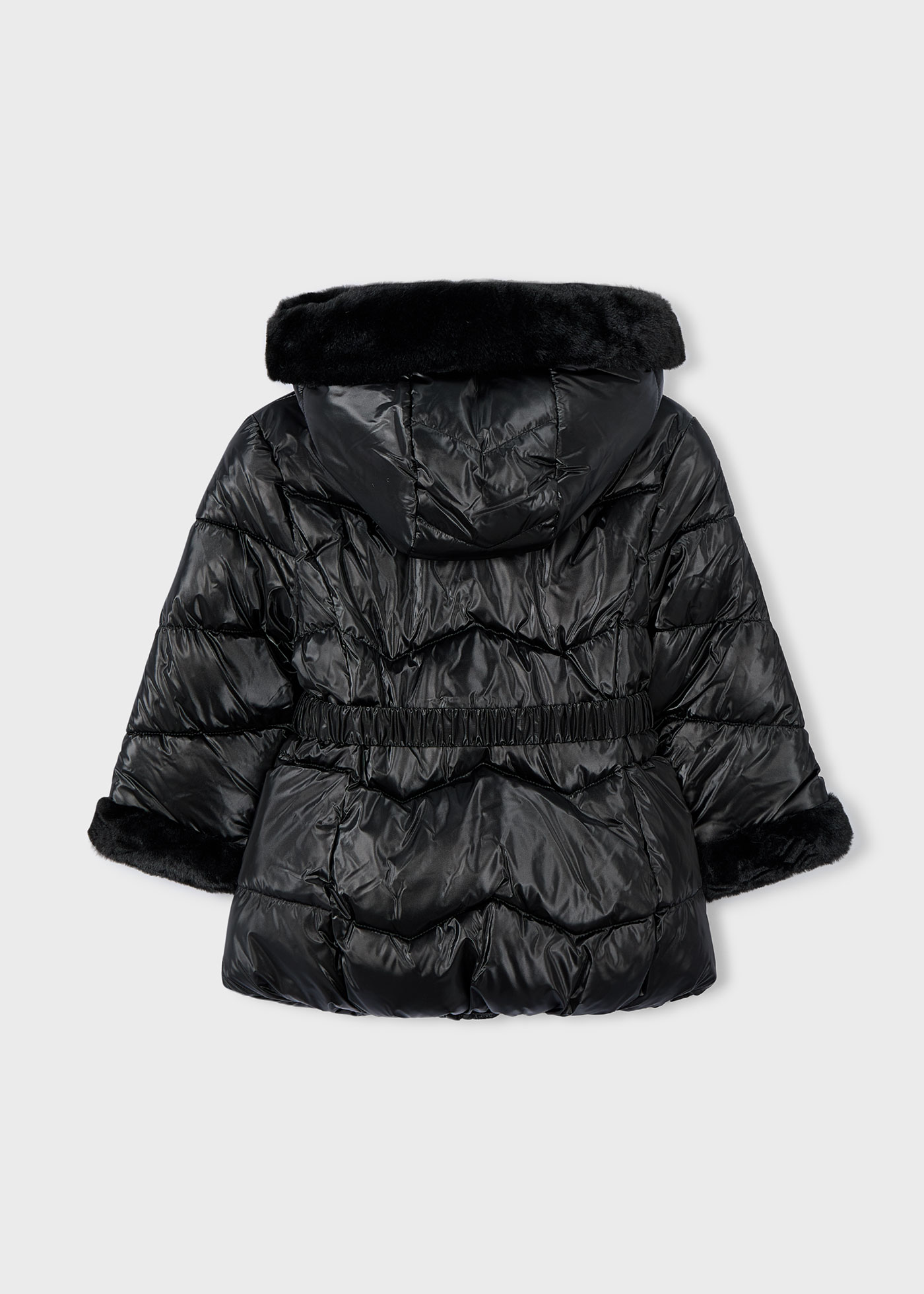 Girl Metallic Belted Puffer Jacket