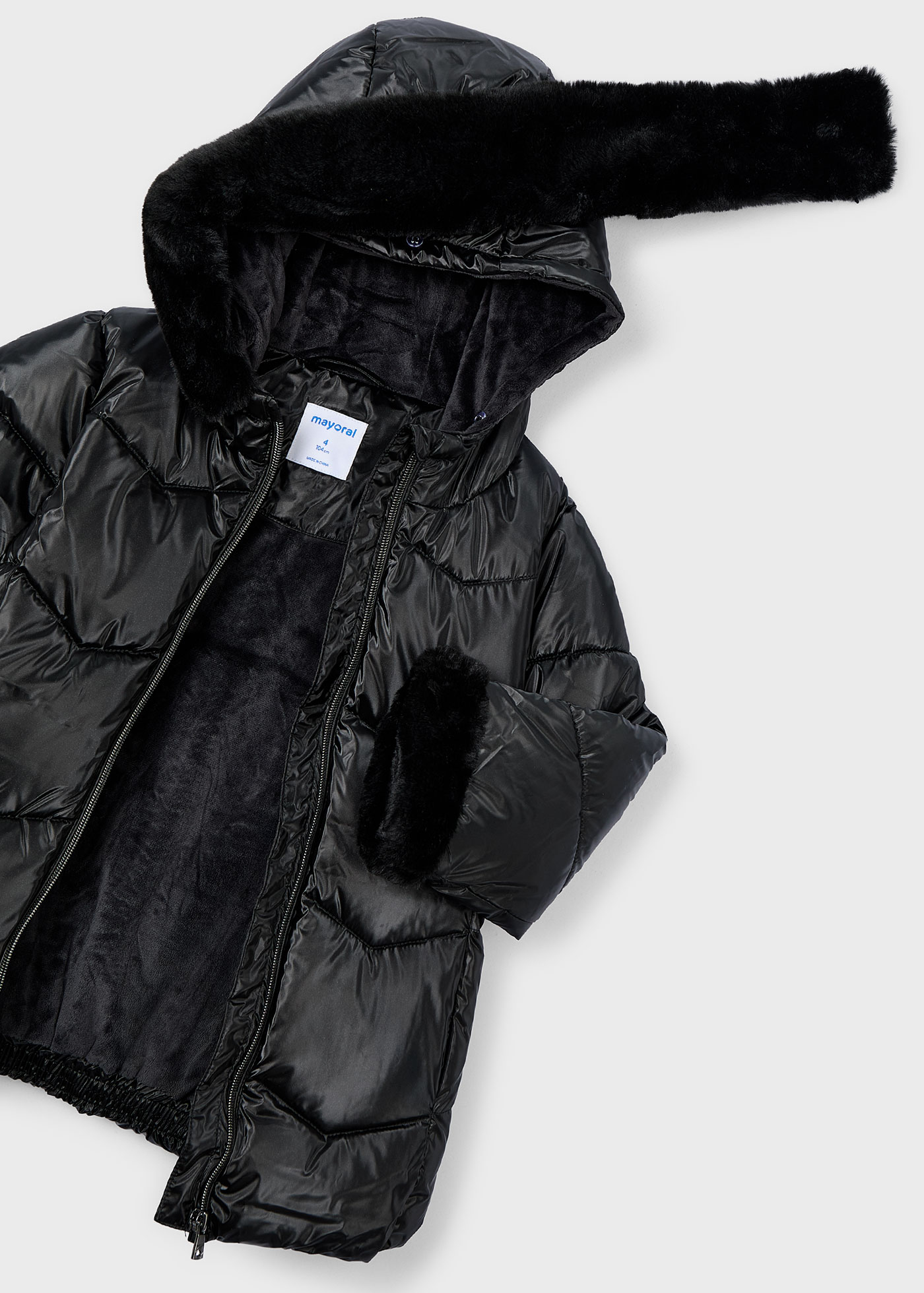 Метализирана шуба с колан за момиче