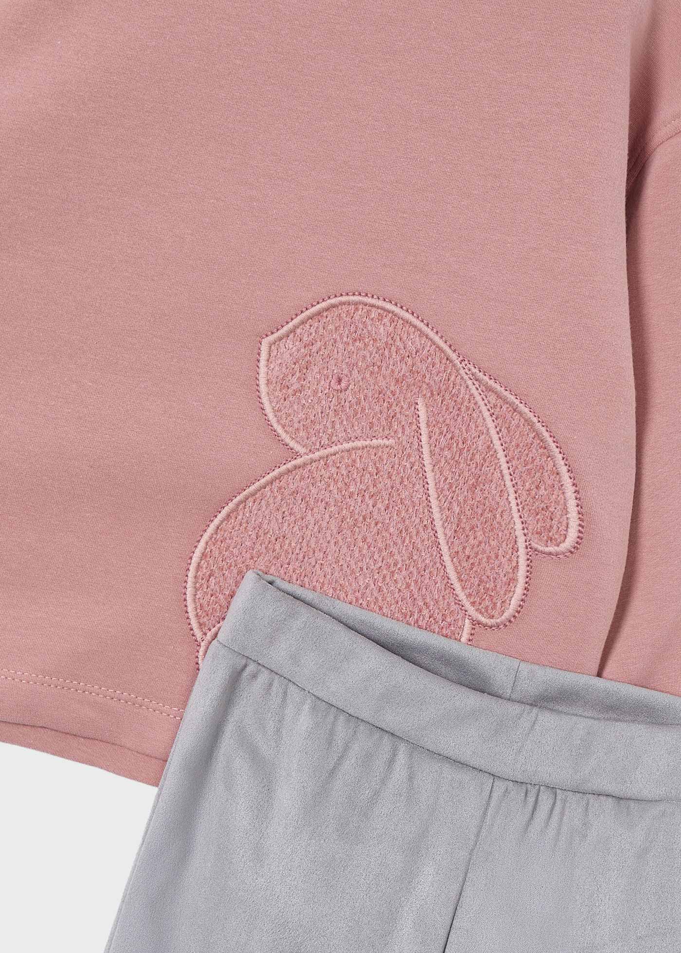 Girls legging and embroidered jumper set