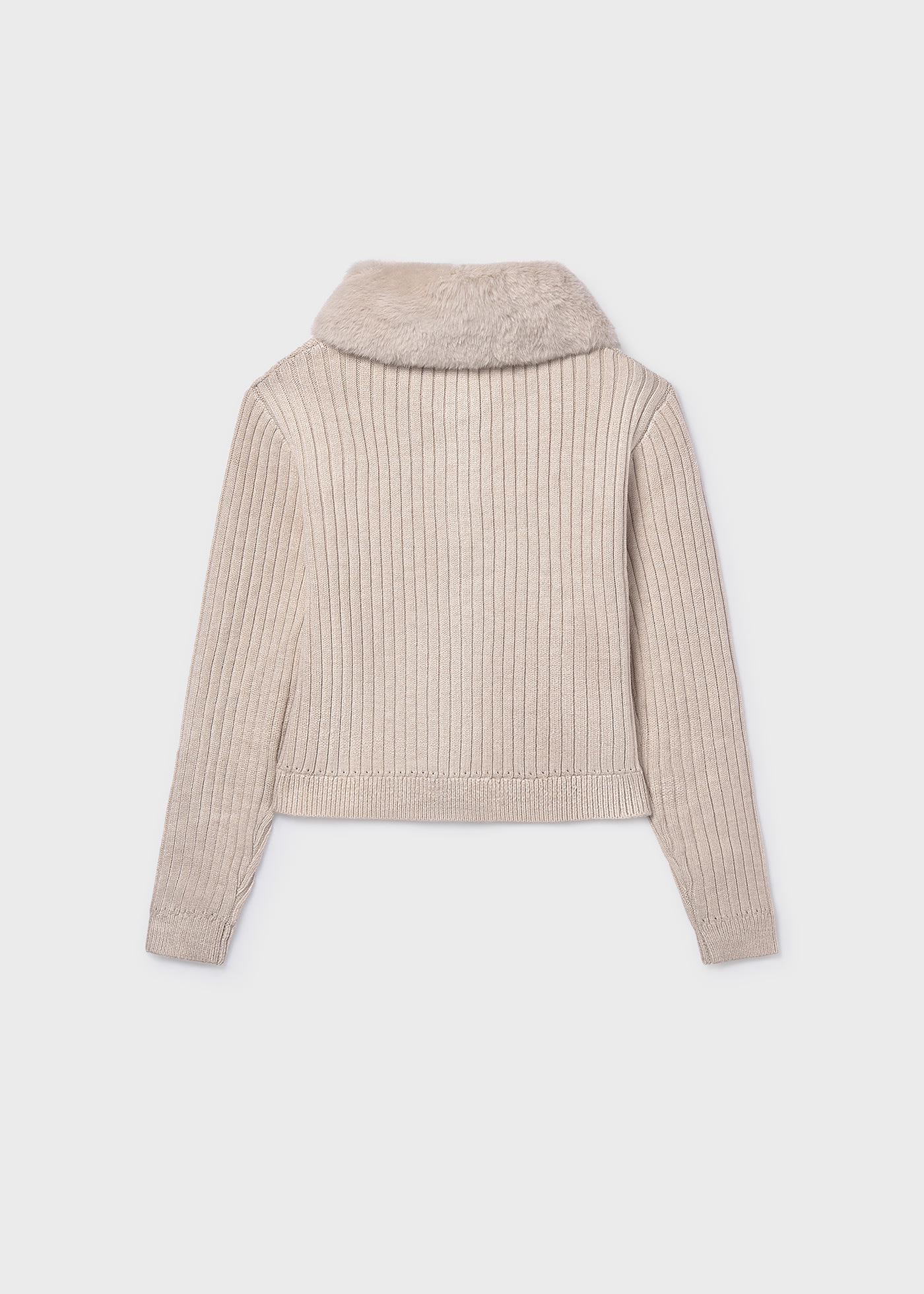 Cardigan tricoté col fourrure fille