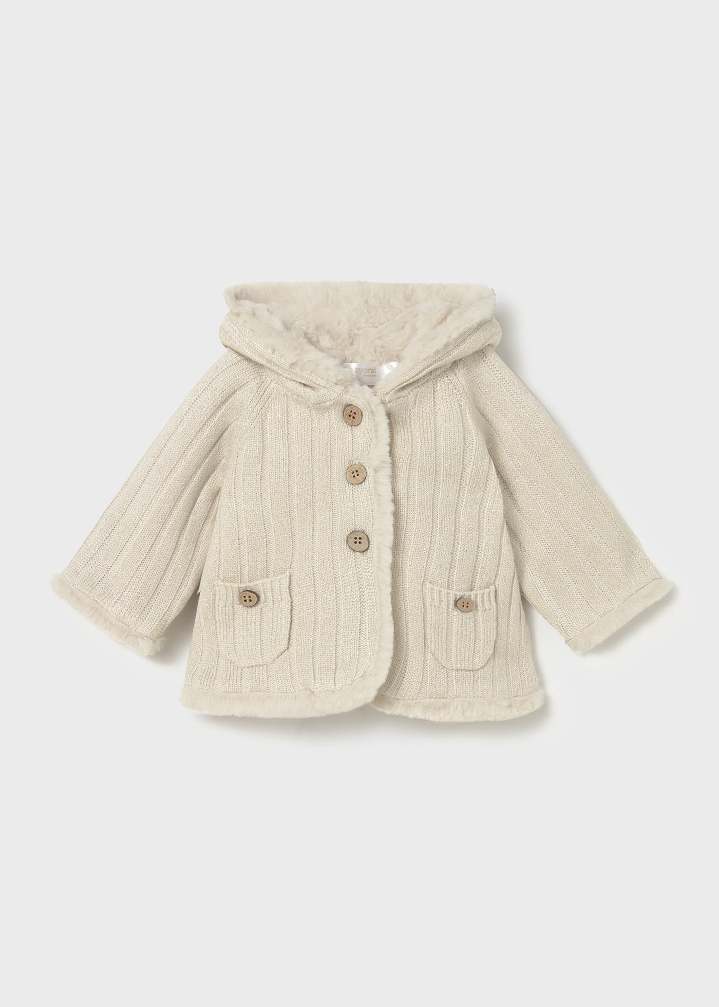 Newborn knitted jacket with fur