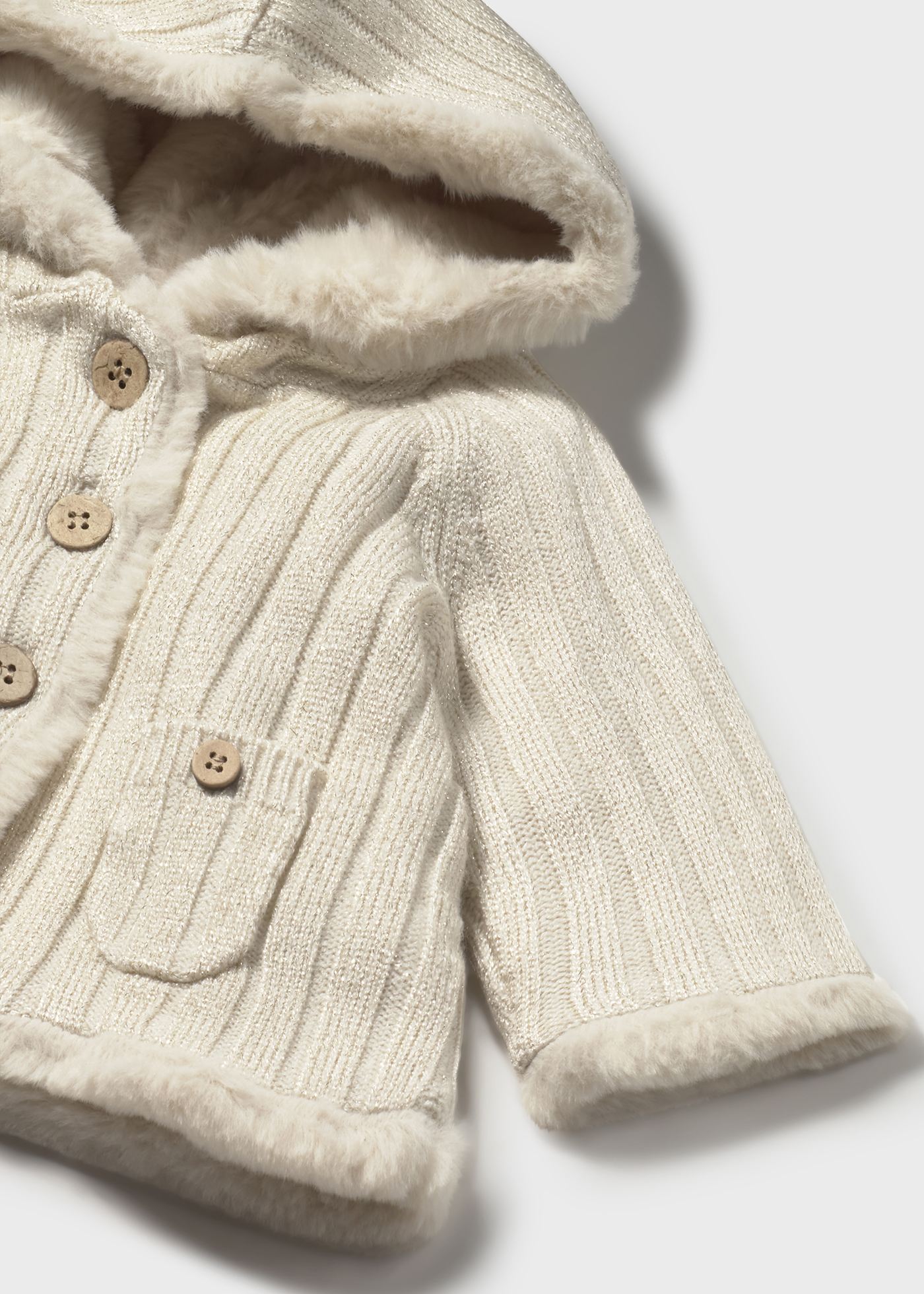 Chaqueta tricot con pelo recién nacida