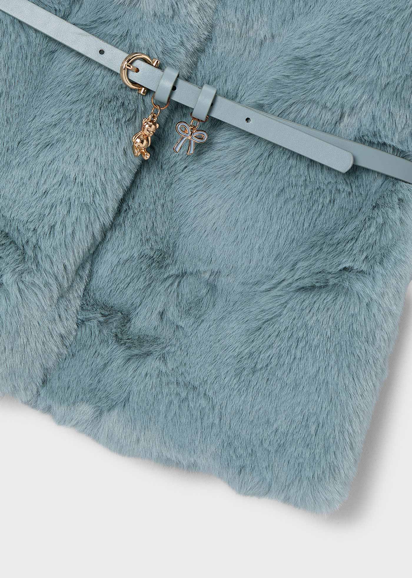 Girl Belted Faux Fur Vest