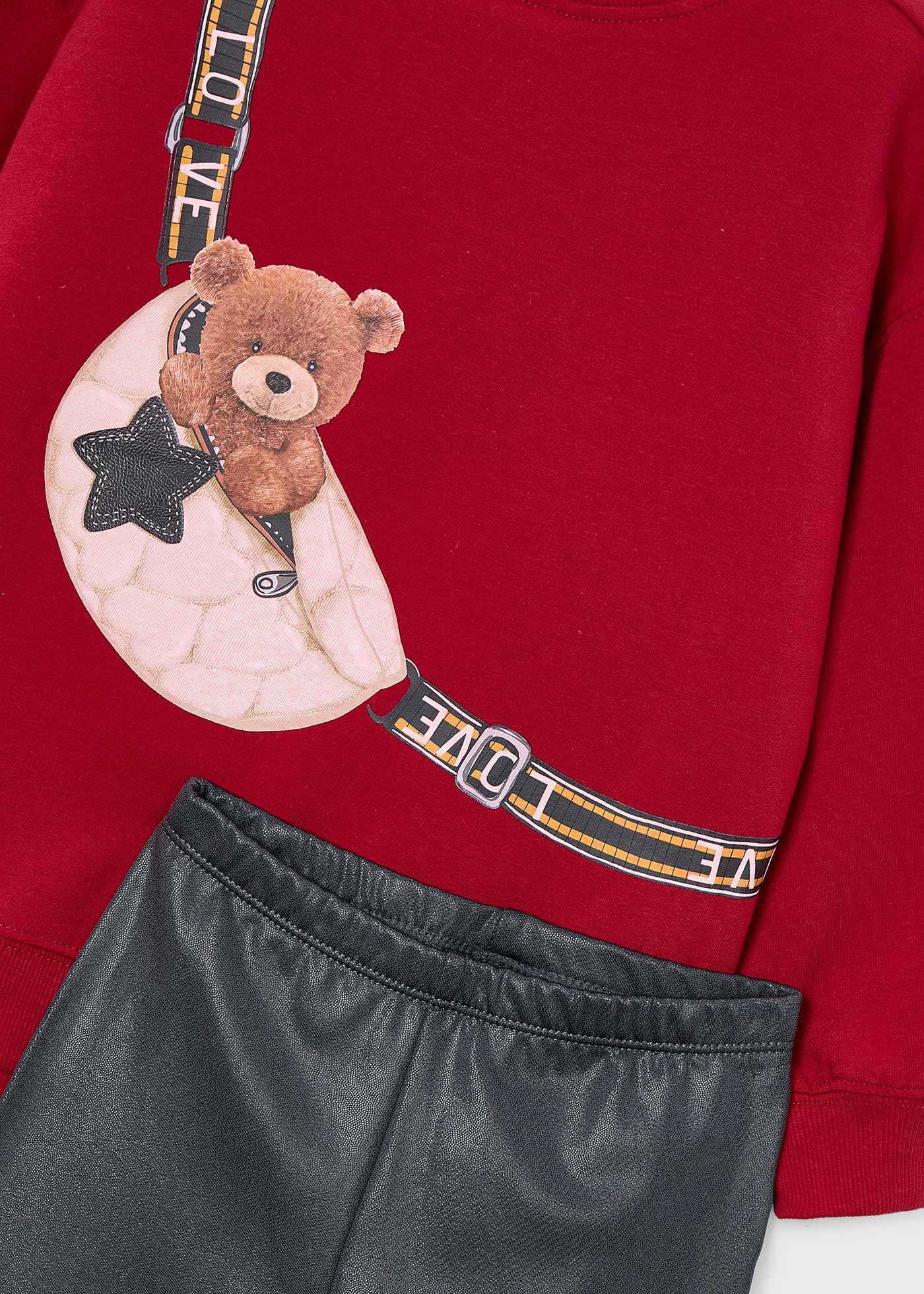 Girls legging and bear jumper set