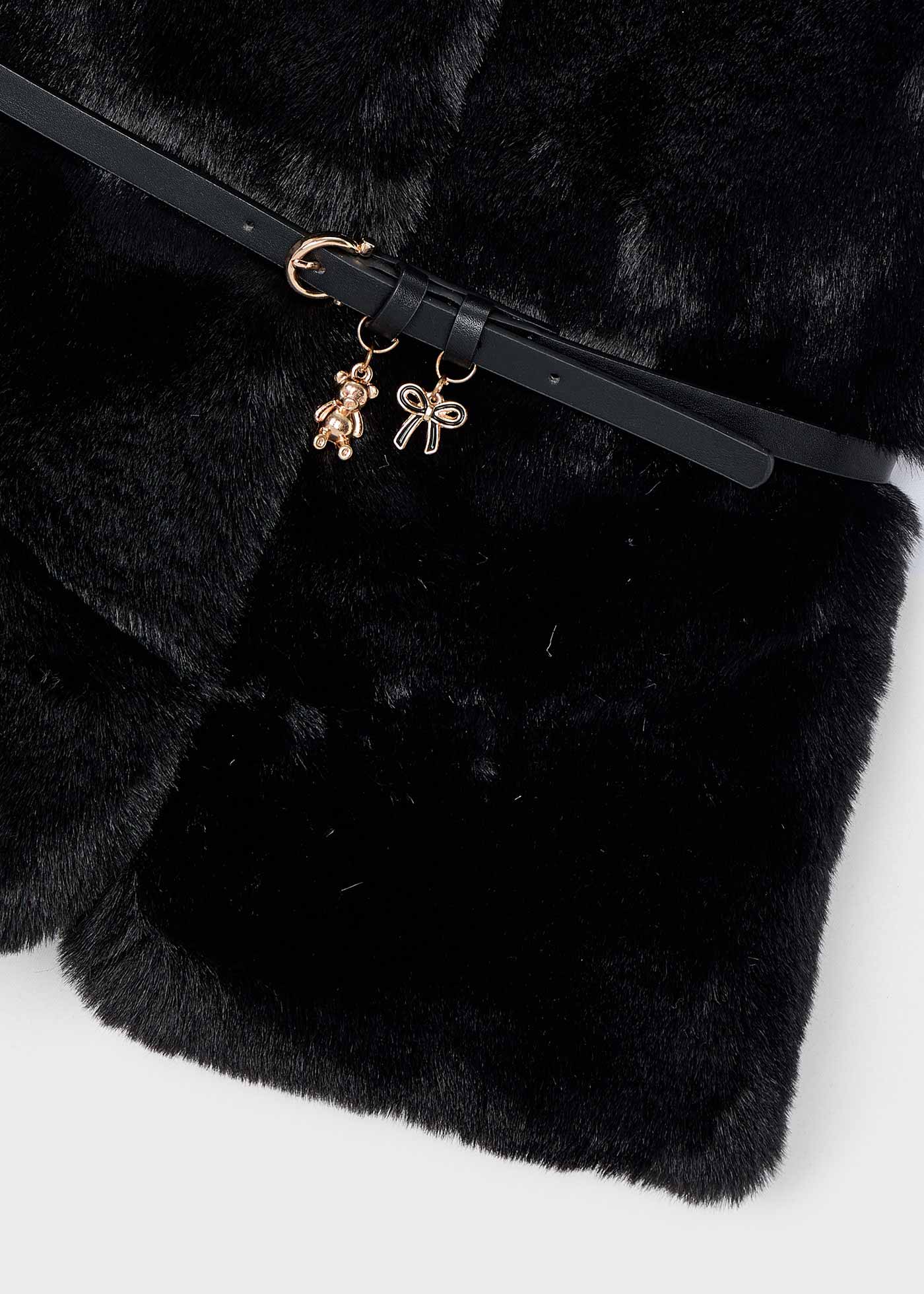 Gilet fourré avec ceinture fille