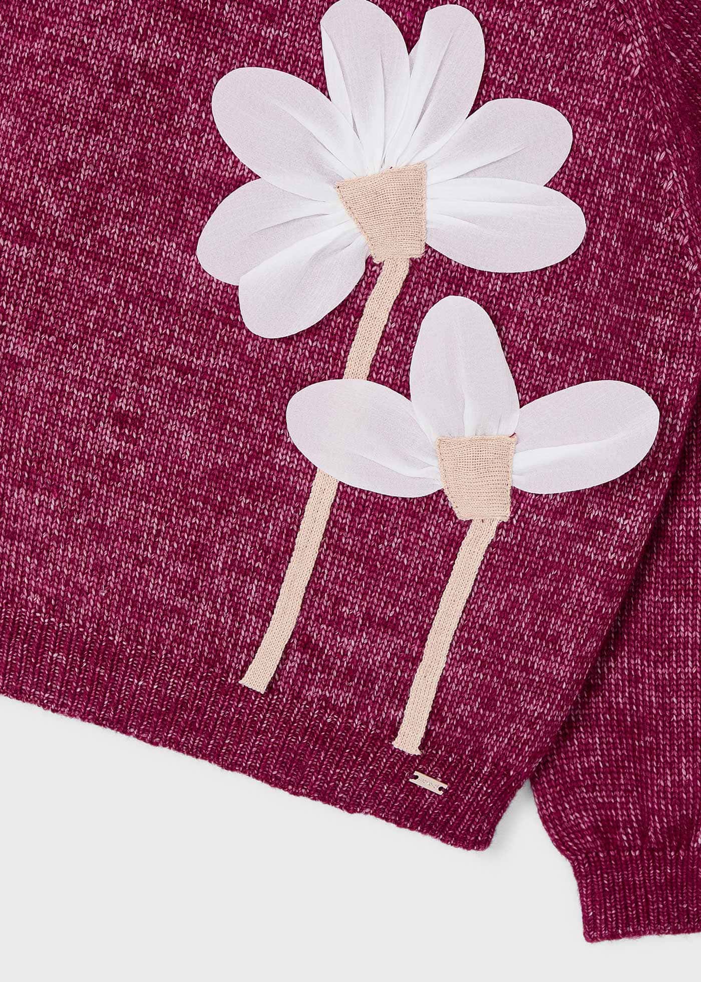 Girl Flowers Applique Knit Sweater