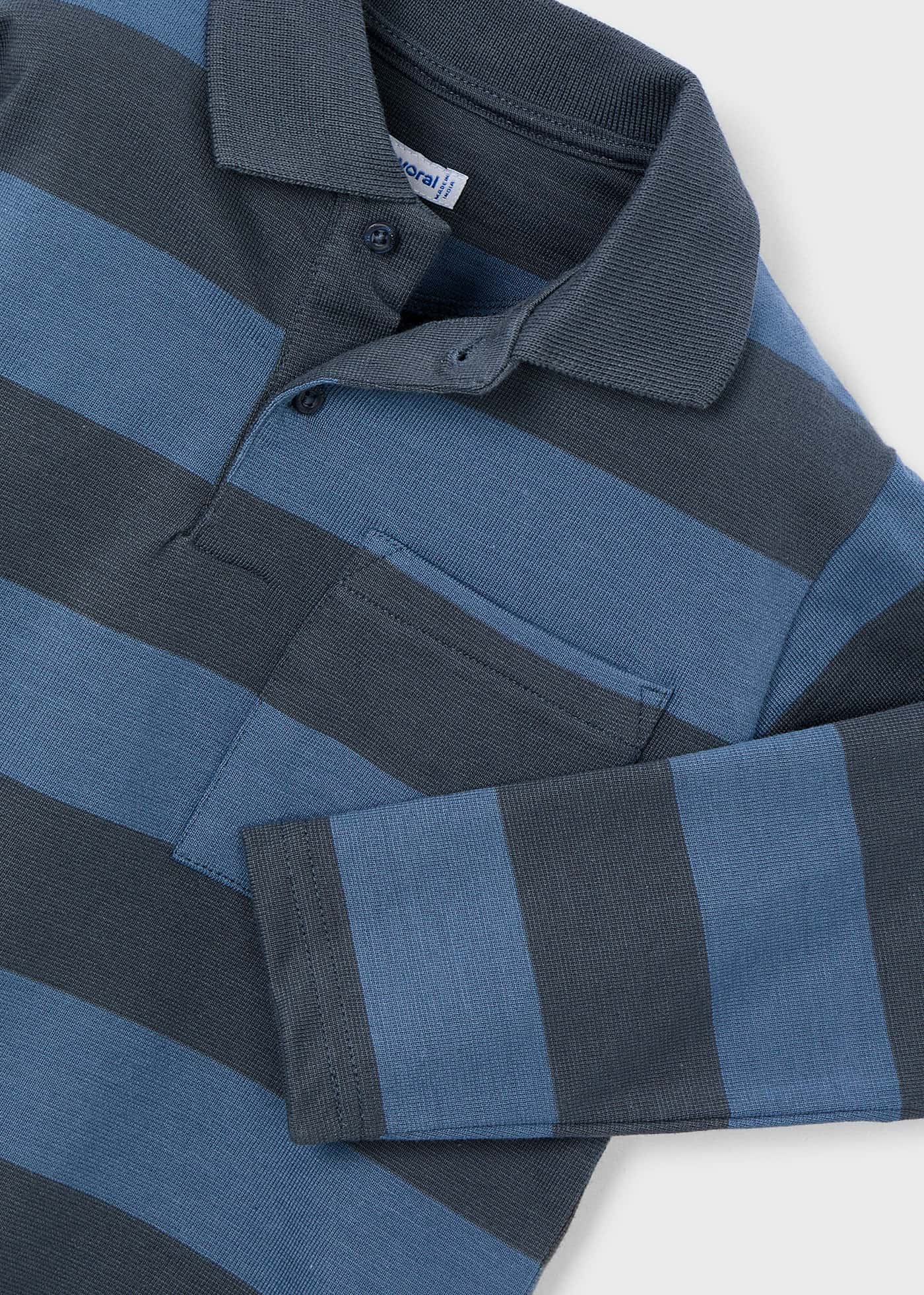 Boys long sleeved striped polo shirt