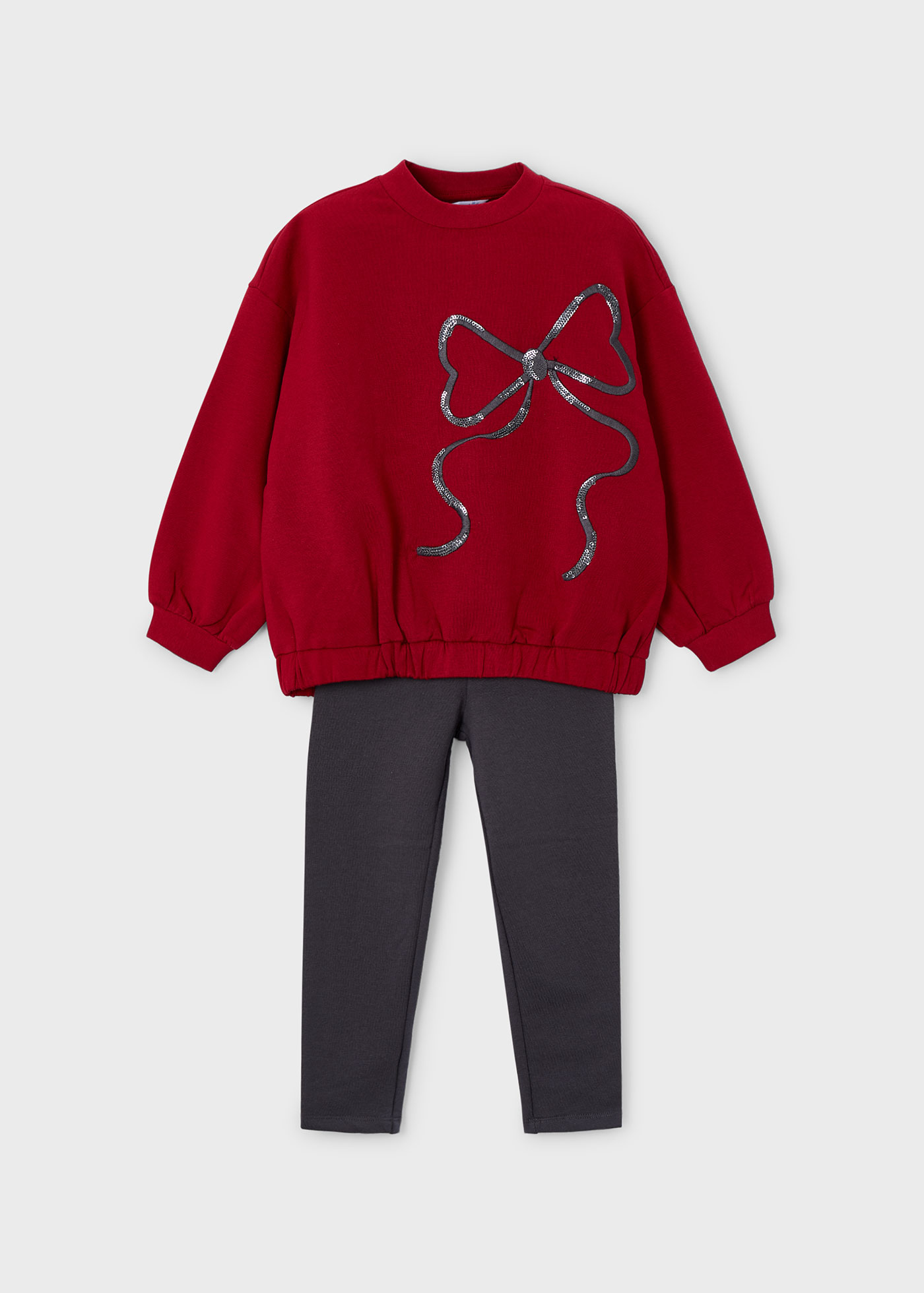 Girls  legging and bow shirt set