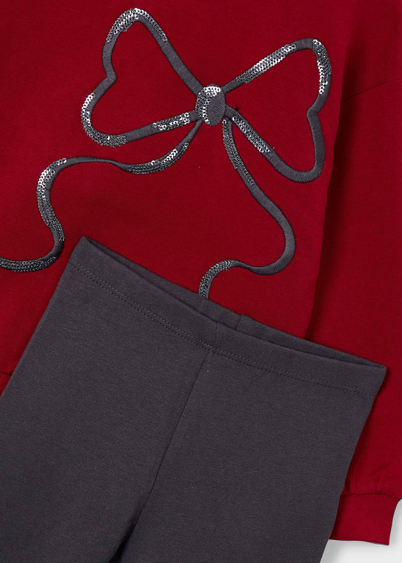 Girls  legging and bow shirt set