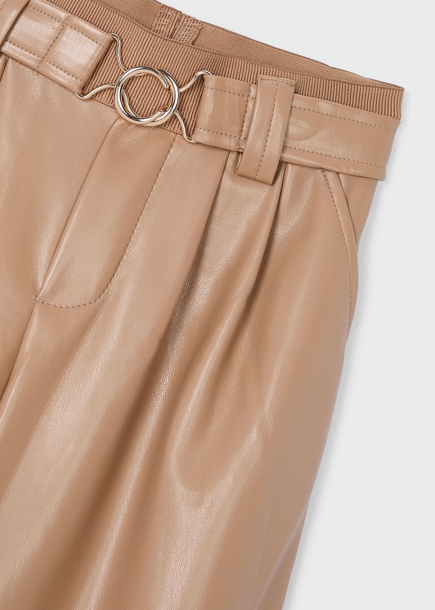 Girls leatherette trousers with belt