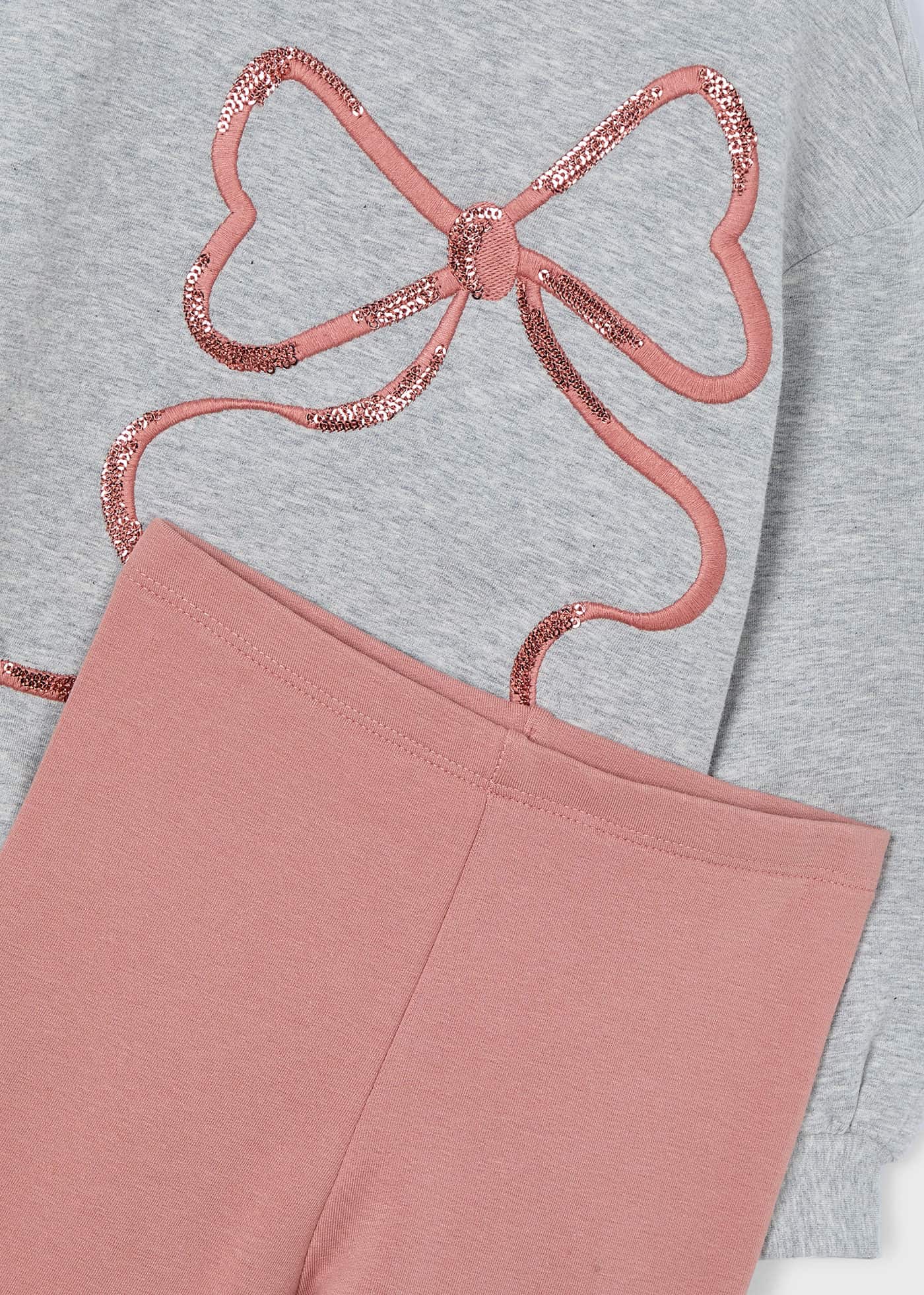 Girls  legging and bow shirt set