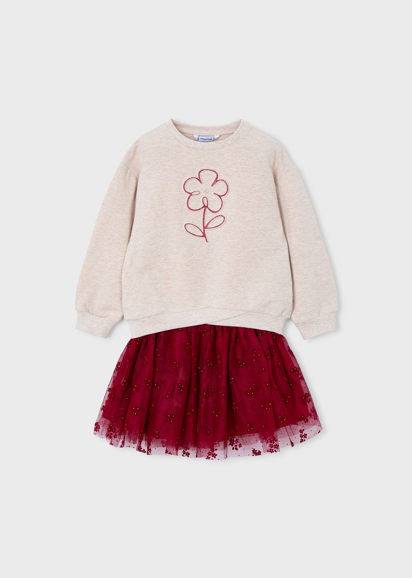 Conjunto falda tul y sudadera niña