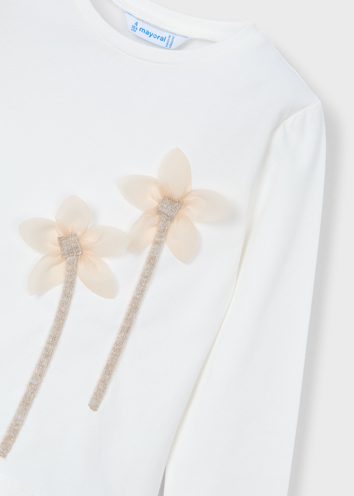 Camiseta vestir apliques flores niña