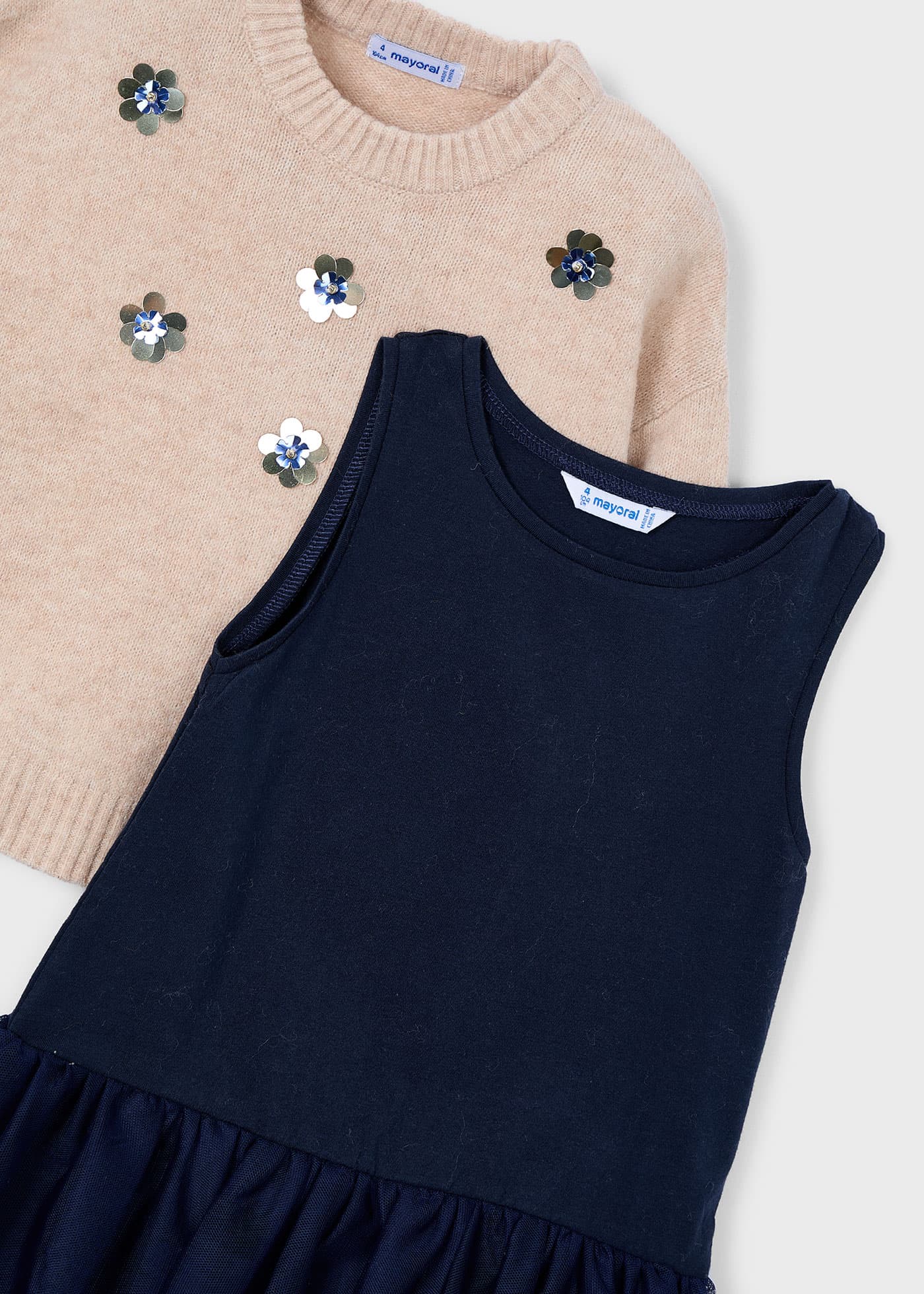 Girls combined knitted dress
