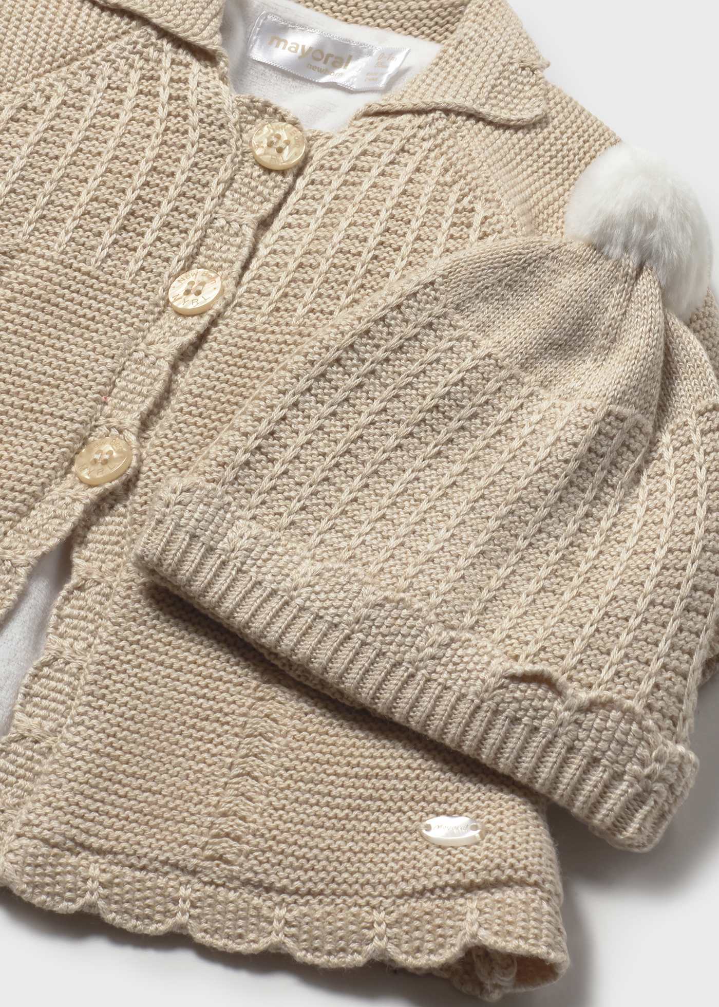 Newborn knitted coat with hat