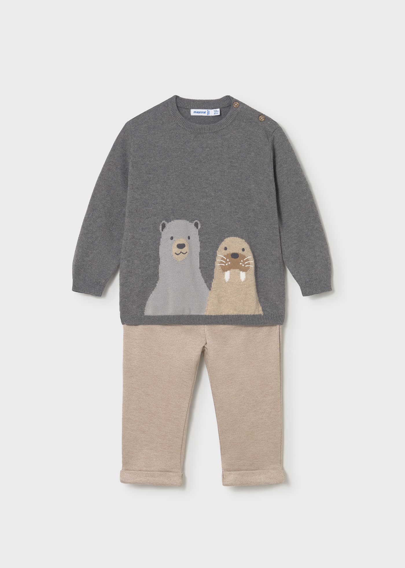 Baby Pants and Animal Sweater Set