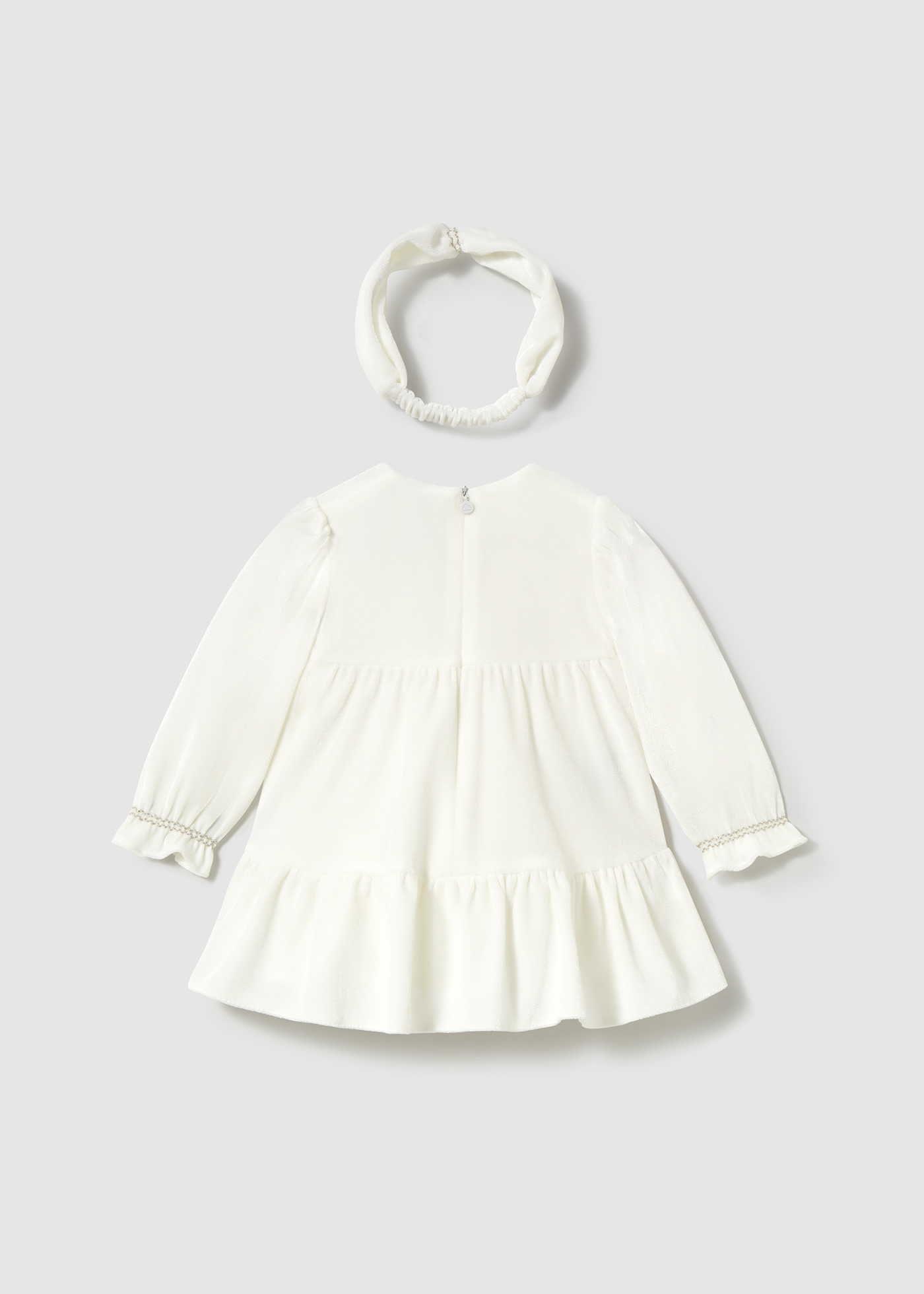 Vestido aveludado com fita bebé