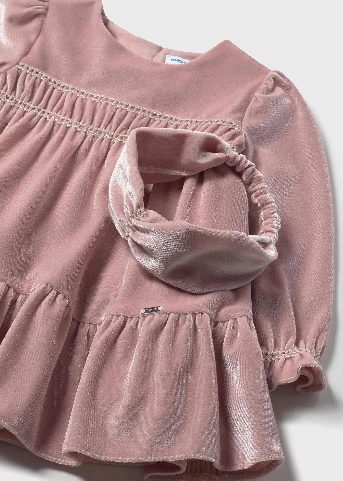 Baby velvet dress with headband