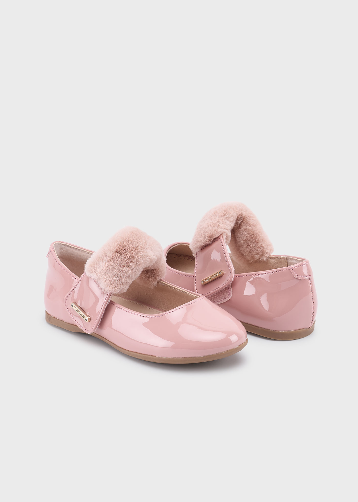 Lackleder Spangenschuhe Felldetail Mädchen