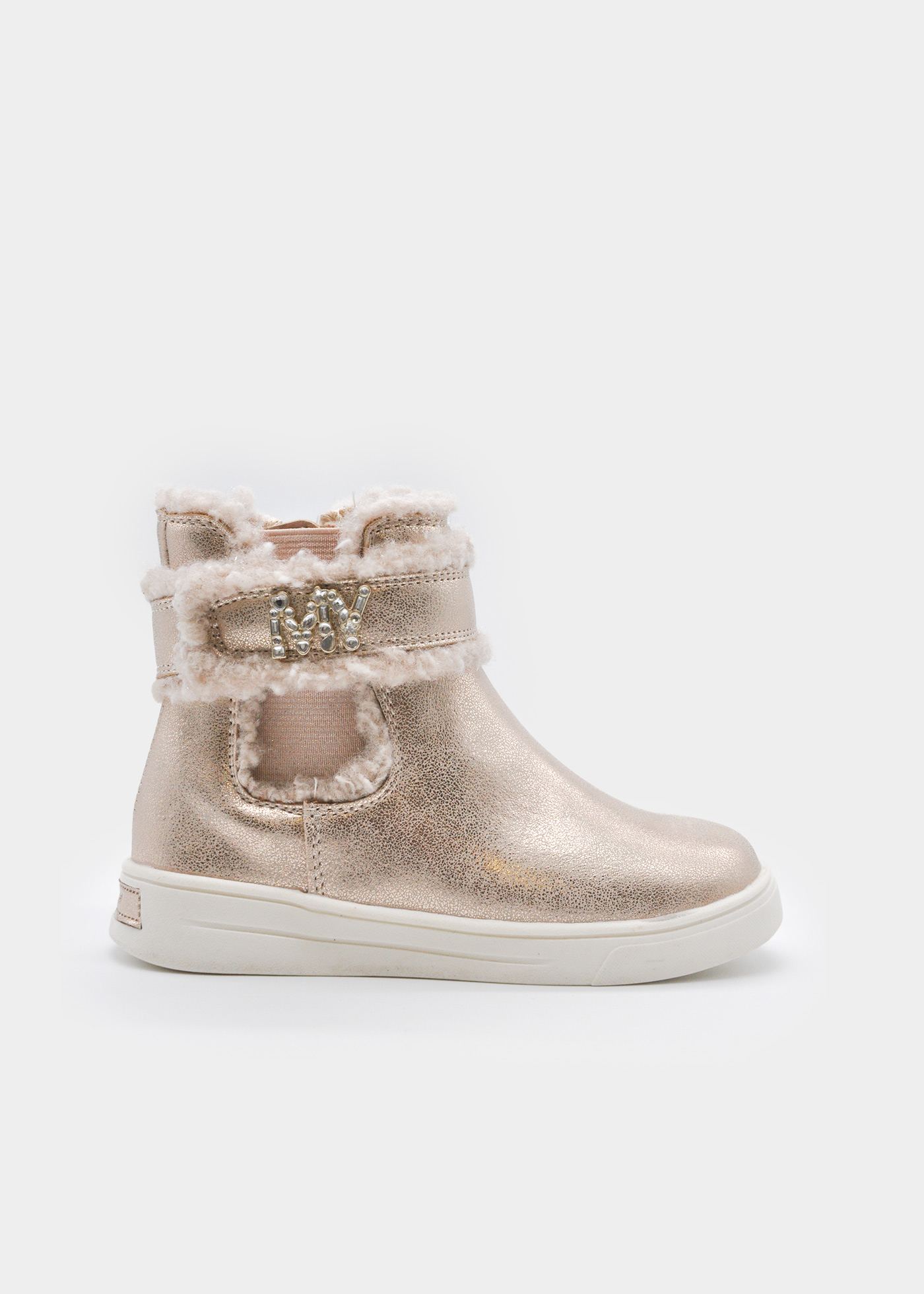 Stiefelette metallisiert Felldetail Mädchen
