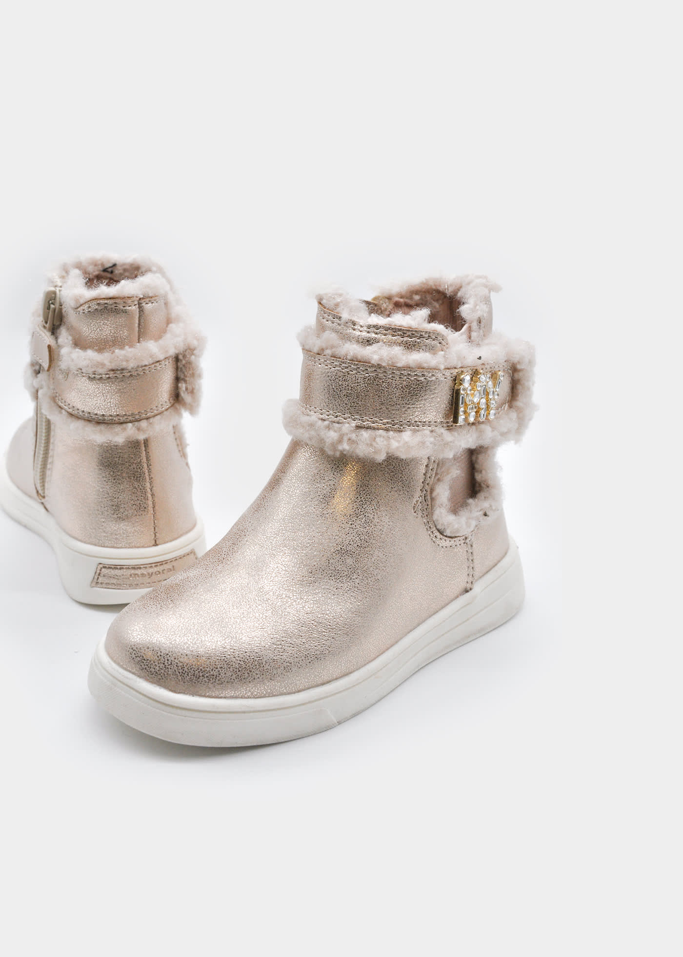 Stiefelette metallisiert Felldetail Mädchen