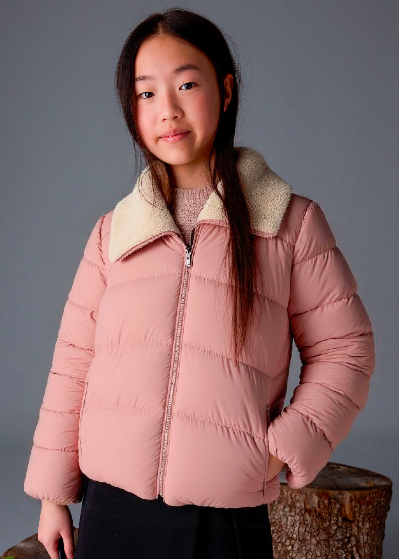 Winterjacke Kragen Lammfellimitat Teenager Mädchen