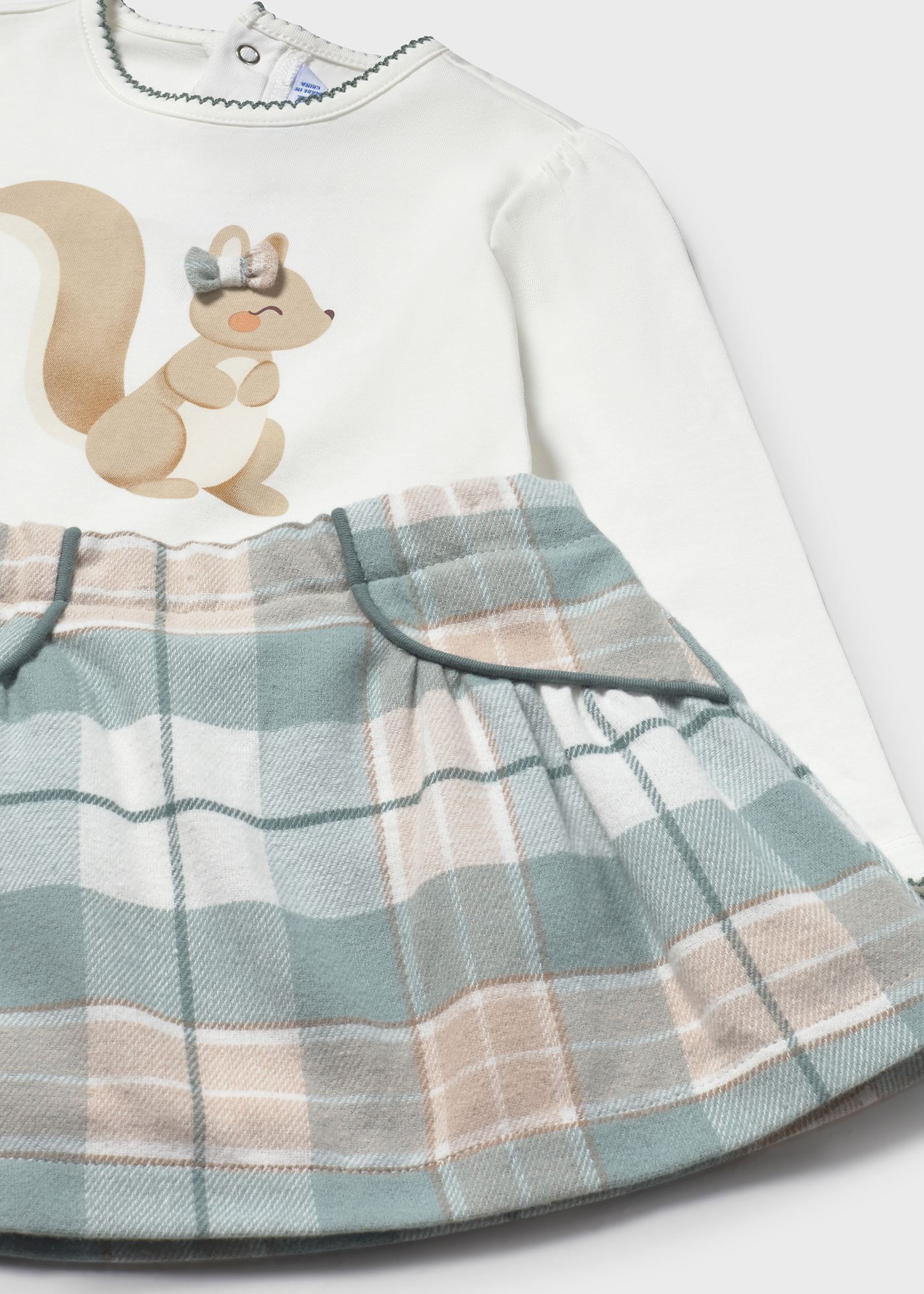 Baby set with plaid skirt
