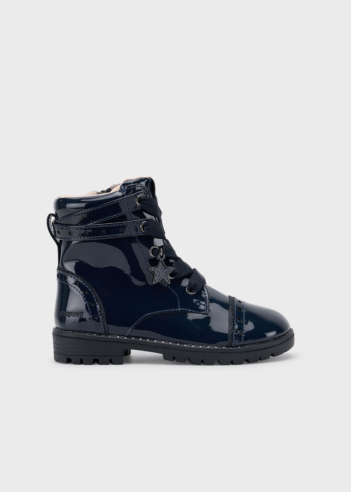 Girls patent leather biker boot