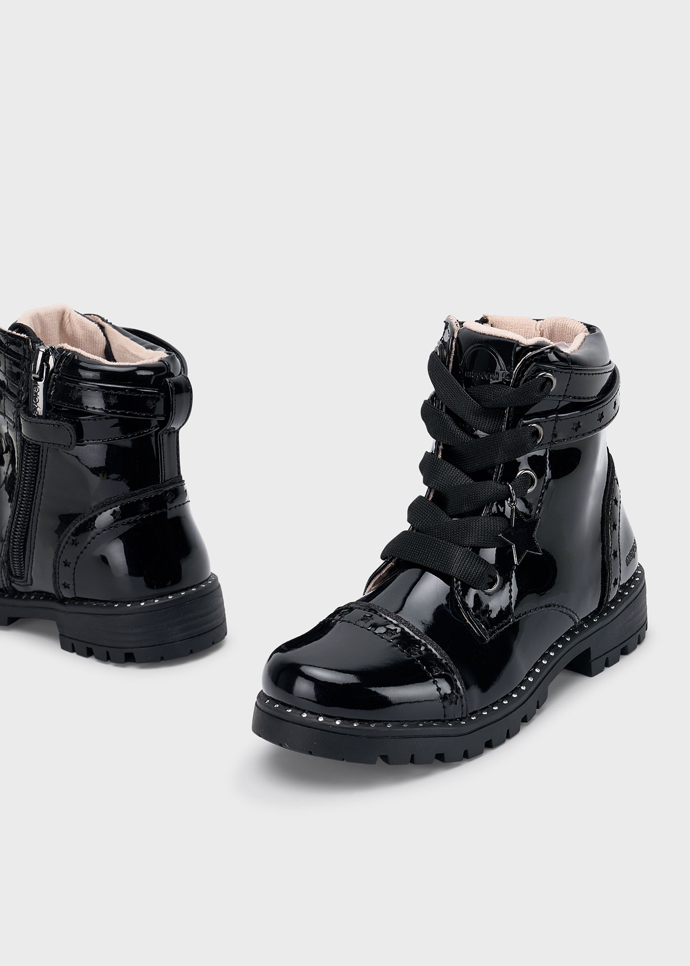 Lackleder Biker Halbstiefel Mädchen