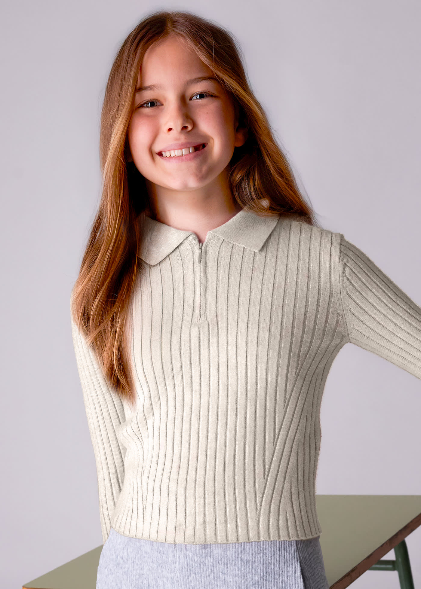 Girls knitted polo shirt