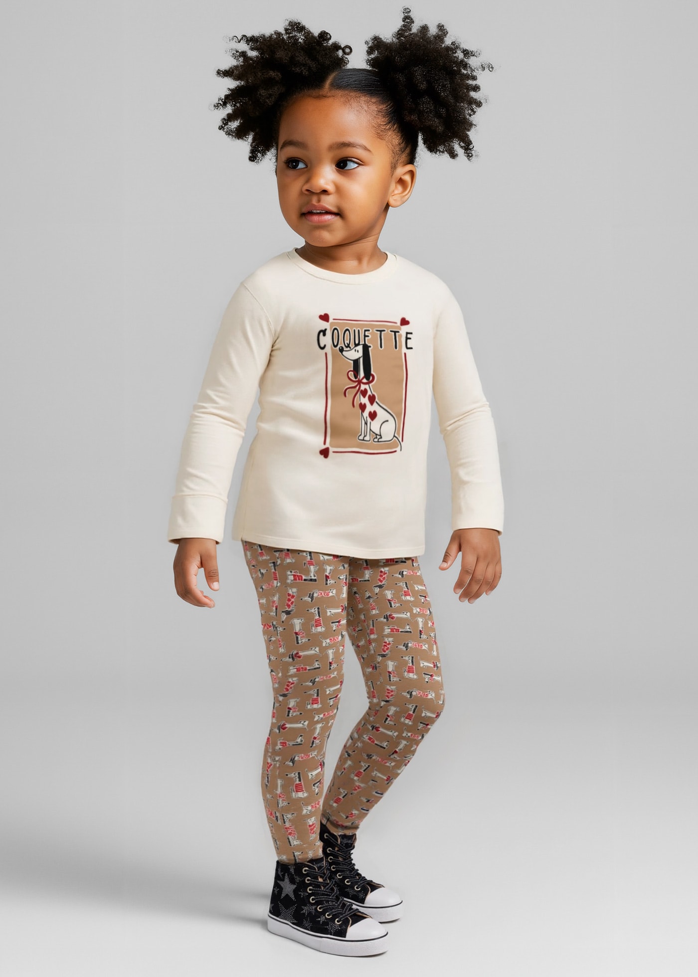 Conjunto legging estampado y playera niña