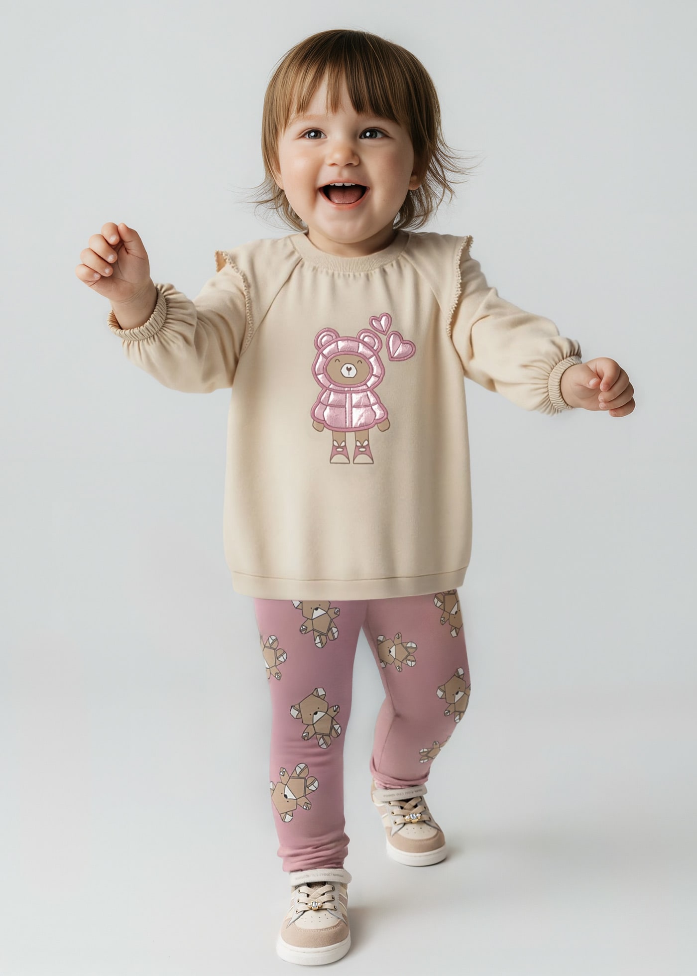 Completo leggings stampato e felpa neonata