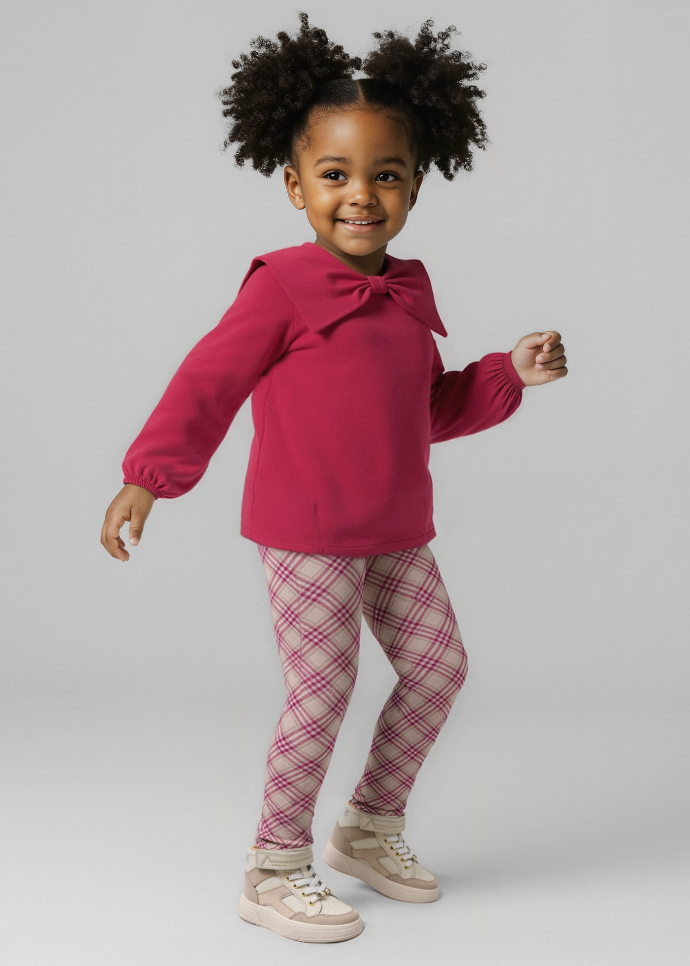 Conjunto legging cuadros y sudadera niña
