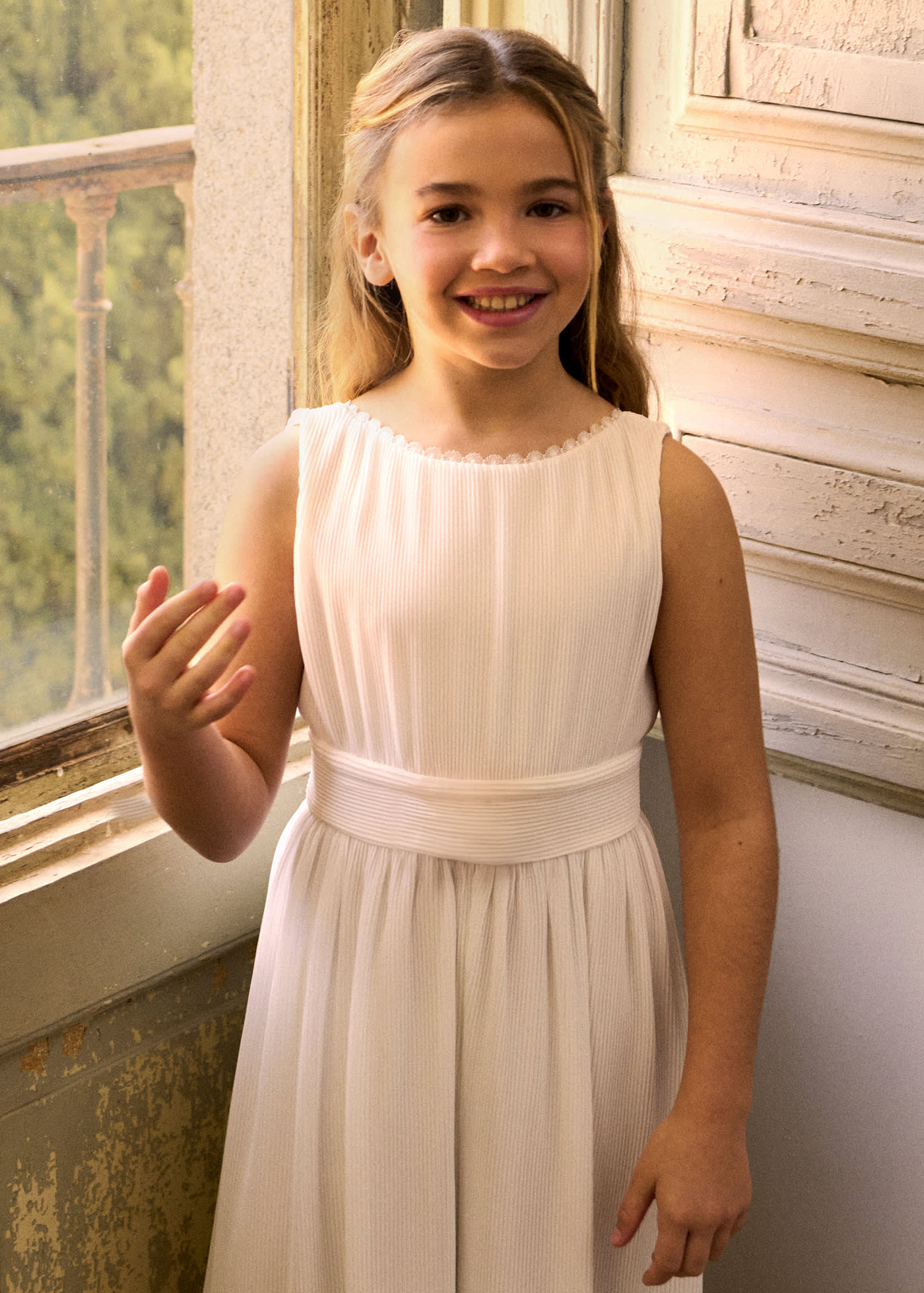 Pleated communion dress