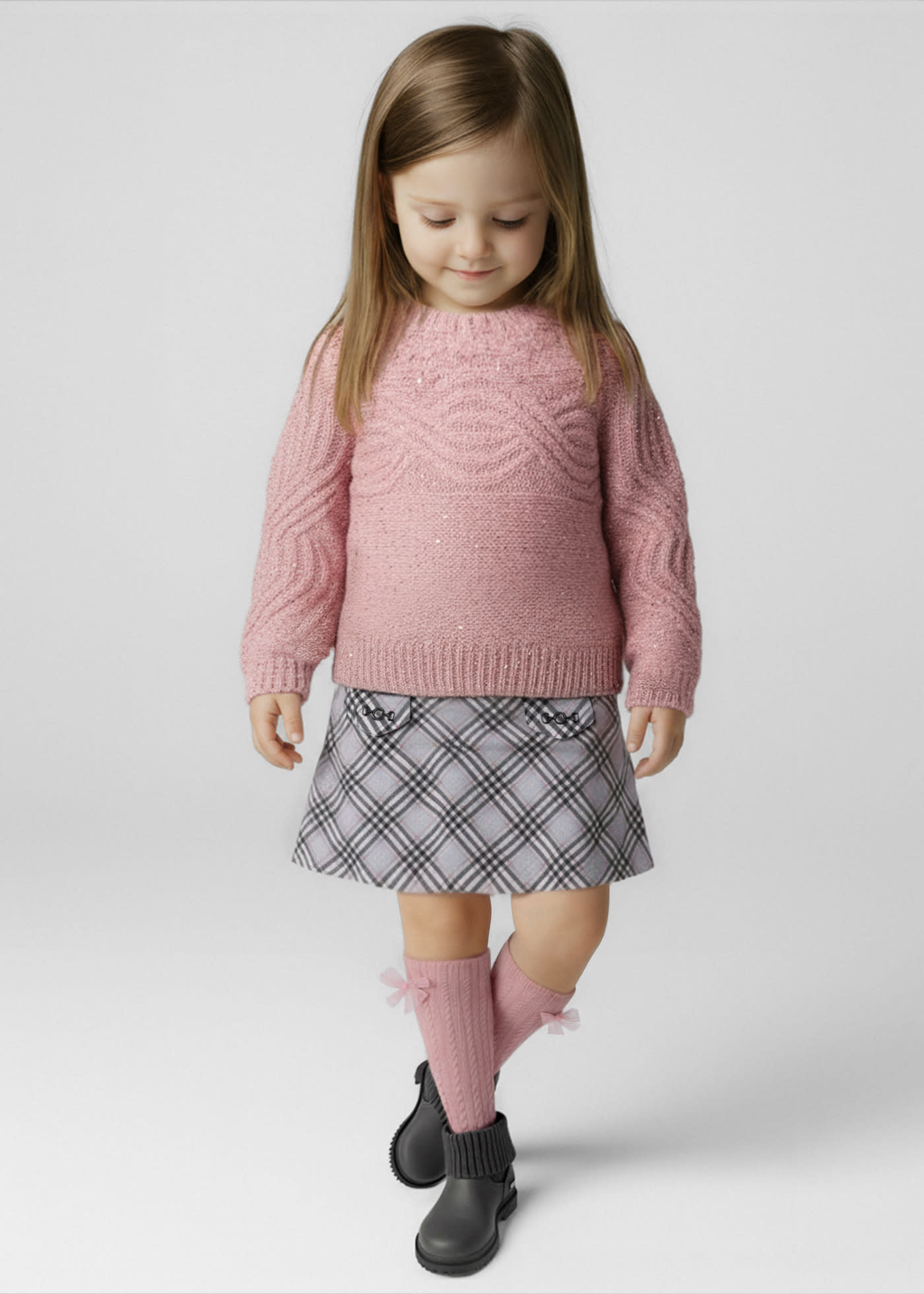 Girl Plaid Jacquard Skirt
