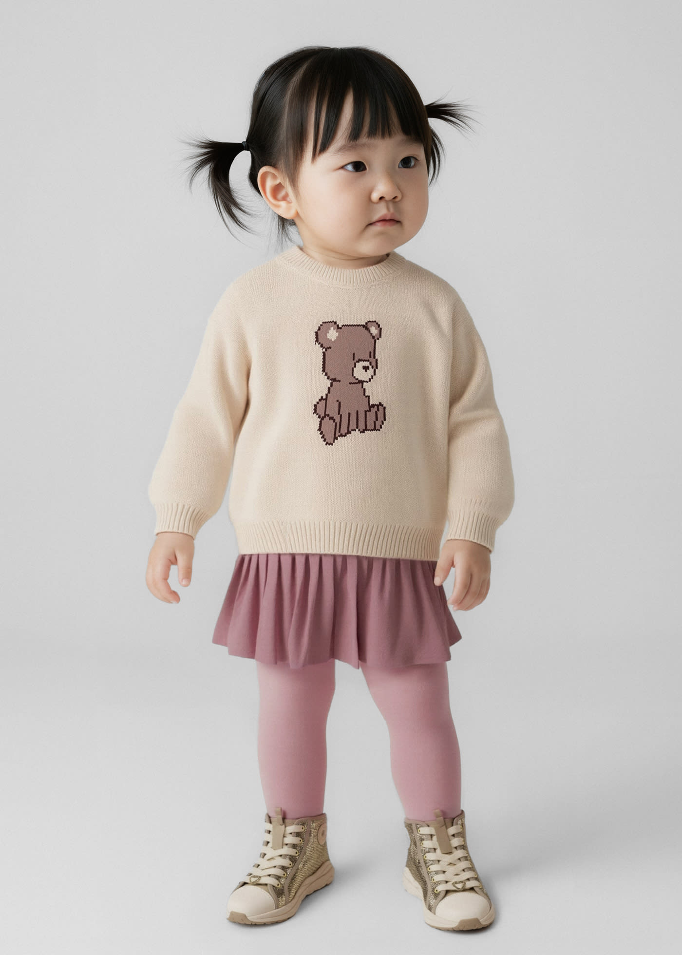 Completo gonna pieghe e maglione neonata