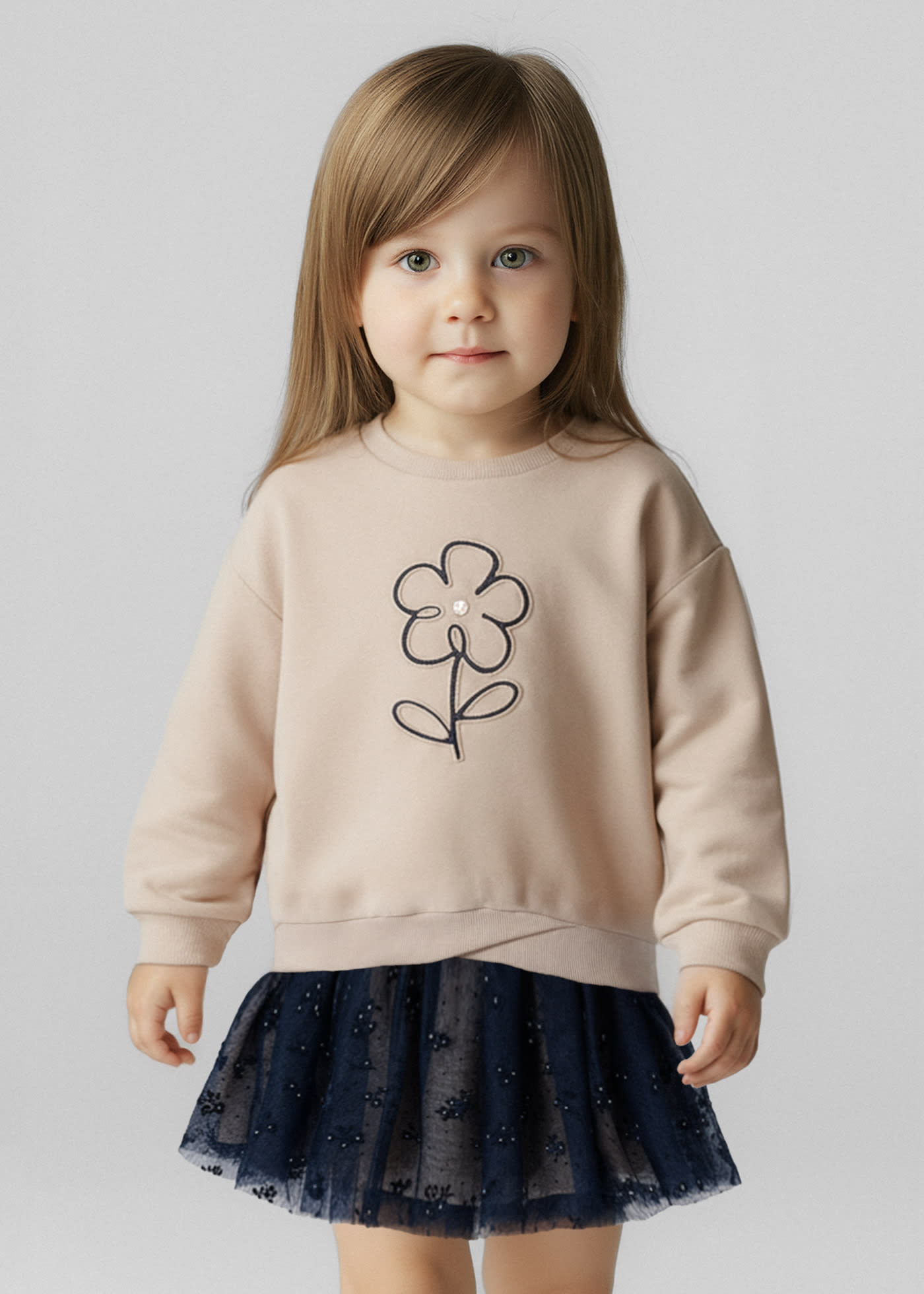 Conjunto falda tul y sudadera niña