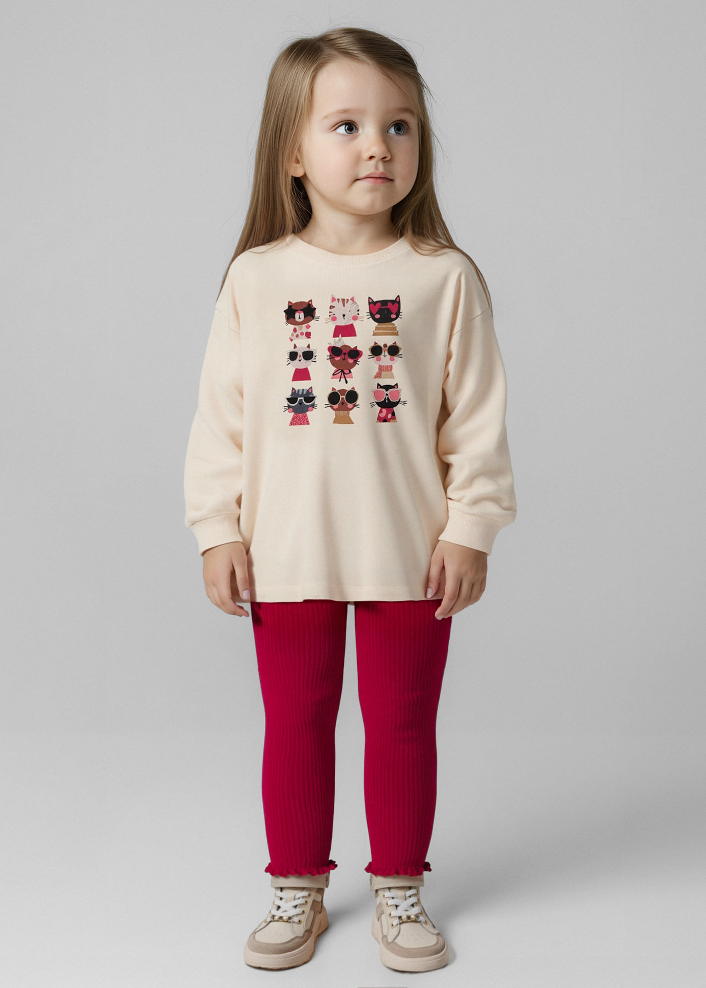 Ensemble legging et sweatshirt côtelés fille